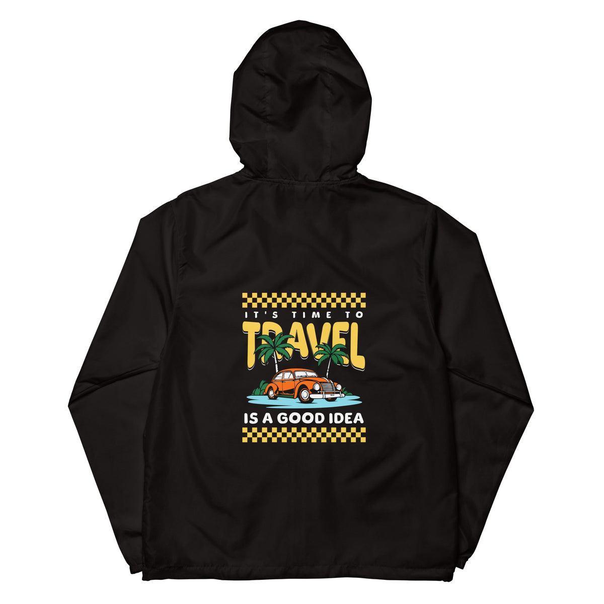 SORTYGO - Travel is Good Men Zip Up Windbreaker in Black