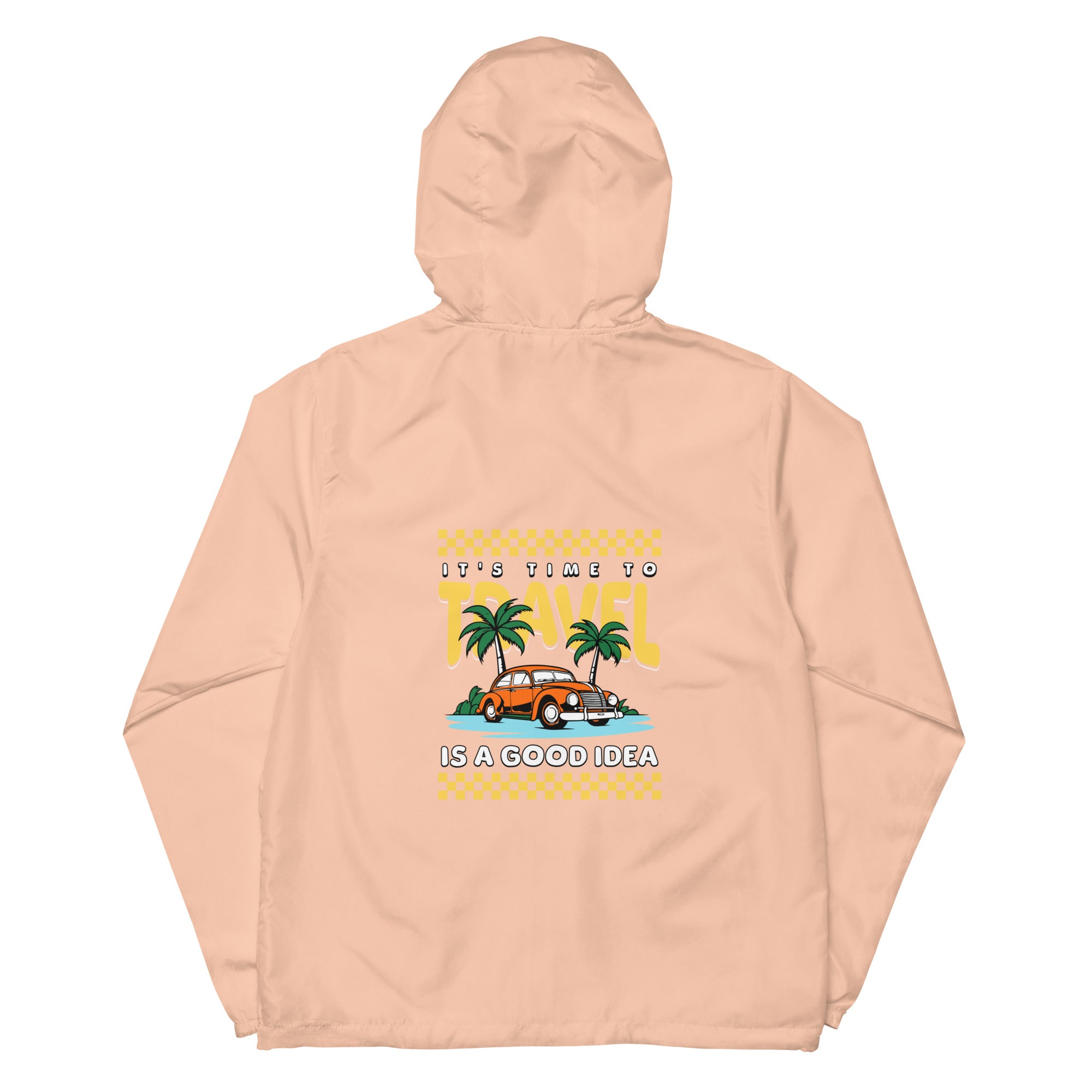 SORTYGO - Travel is Good Men Zip Up Windbreaker in Blush White Zipper