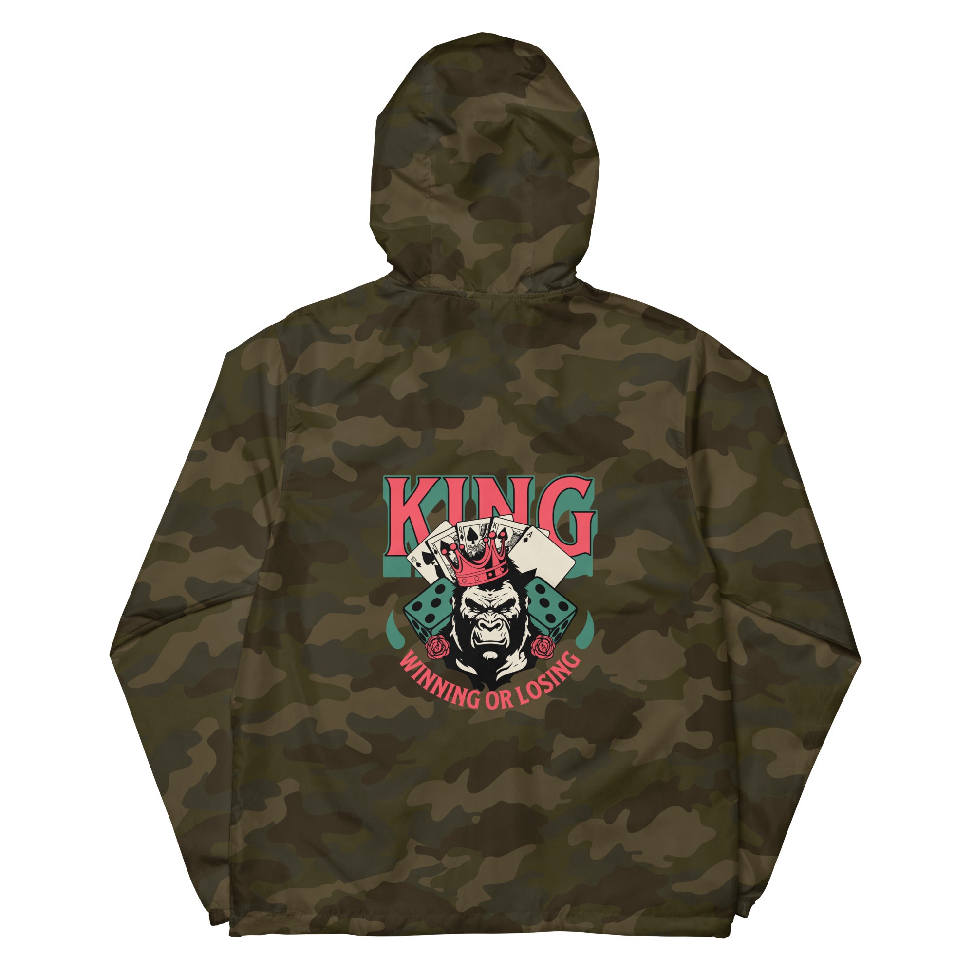 SORTYGO - King of Poker Men Zip Up Windbreaker in Forest Camo