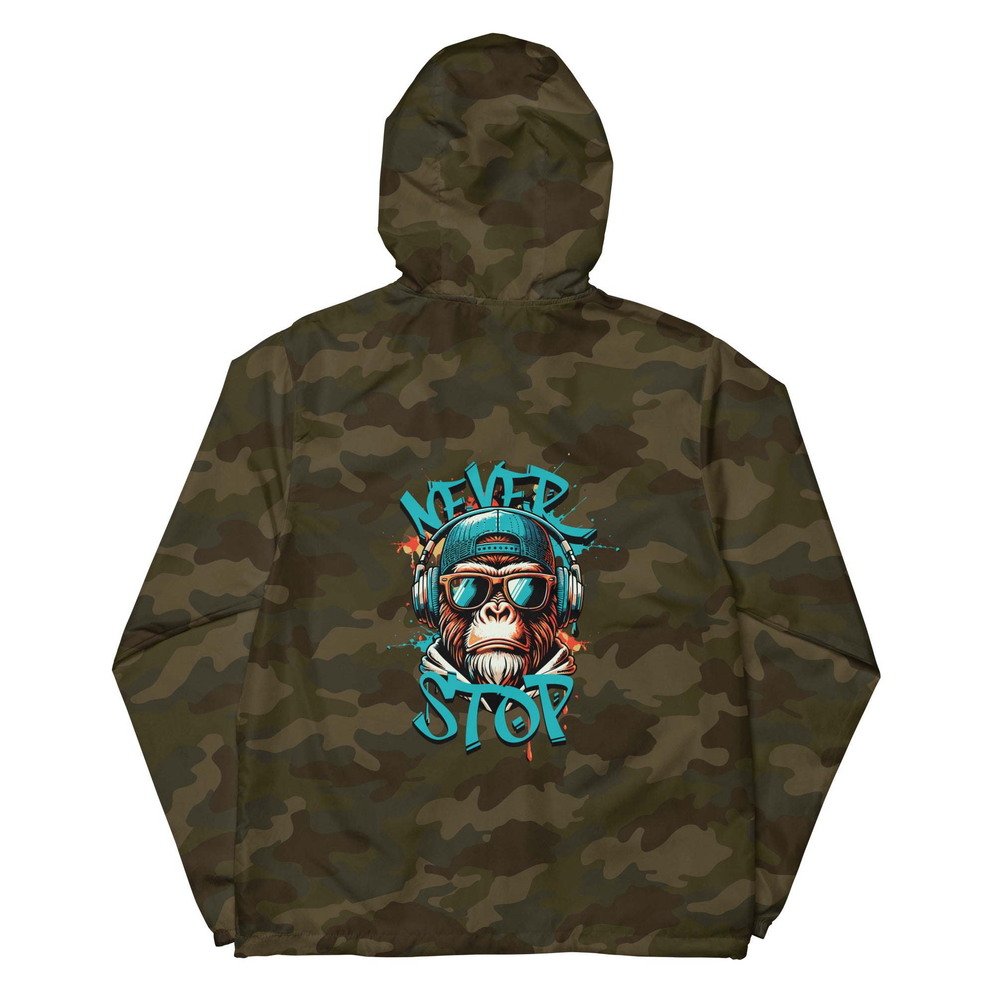 SORTYGO - Never Stop Men Zip Up Windbreaker in Forest Camo