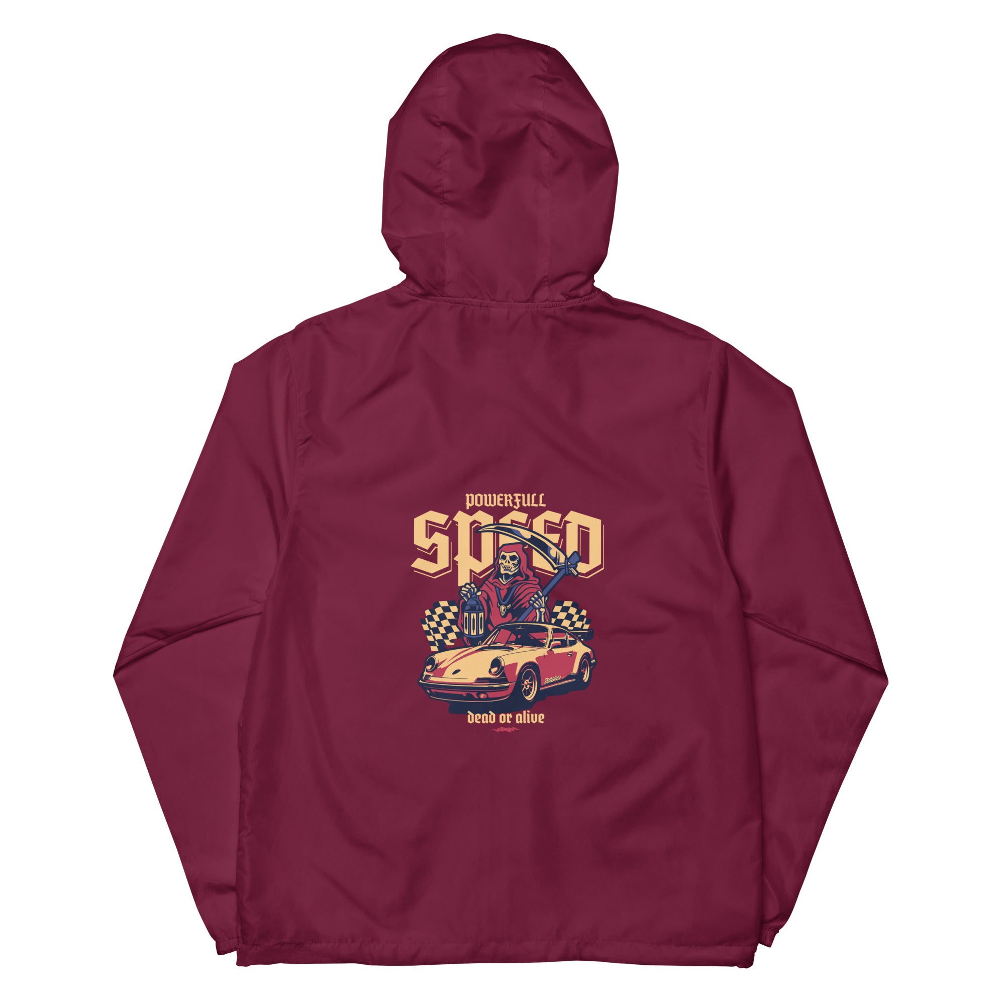 SORTYGO - Powerful Speed Men Zip Up Windbreaker in Maroon