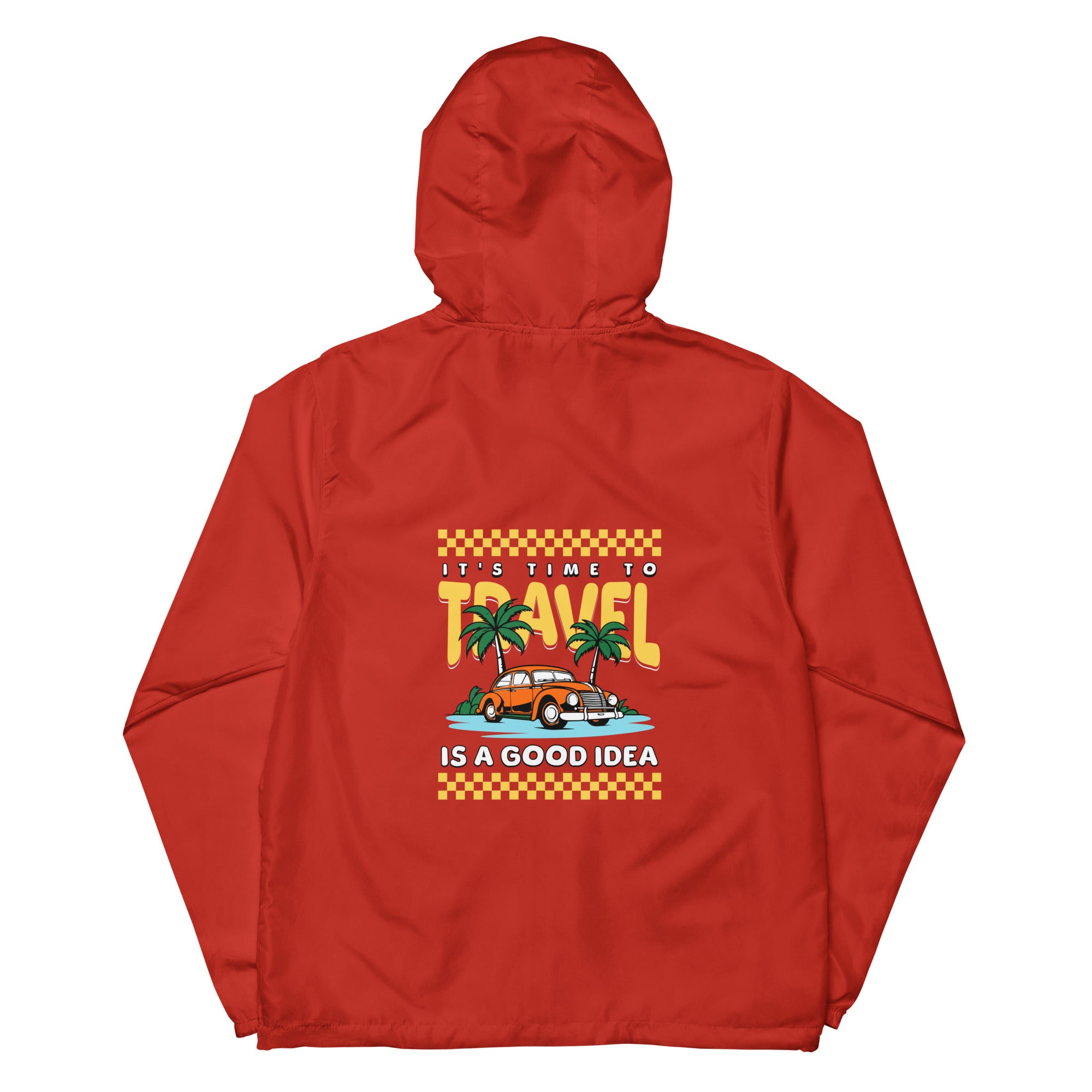 SORTYGO - Travel is Good Men Zip Up Windbreaker in Red