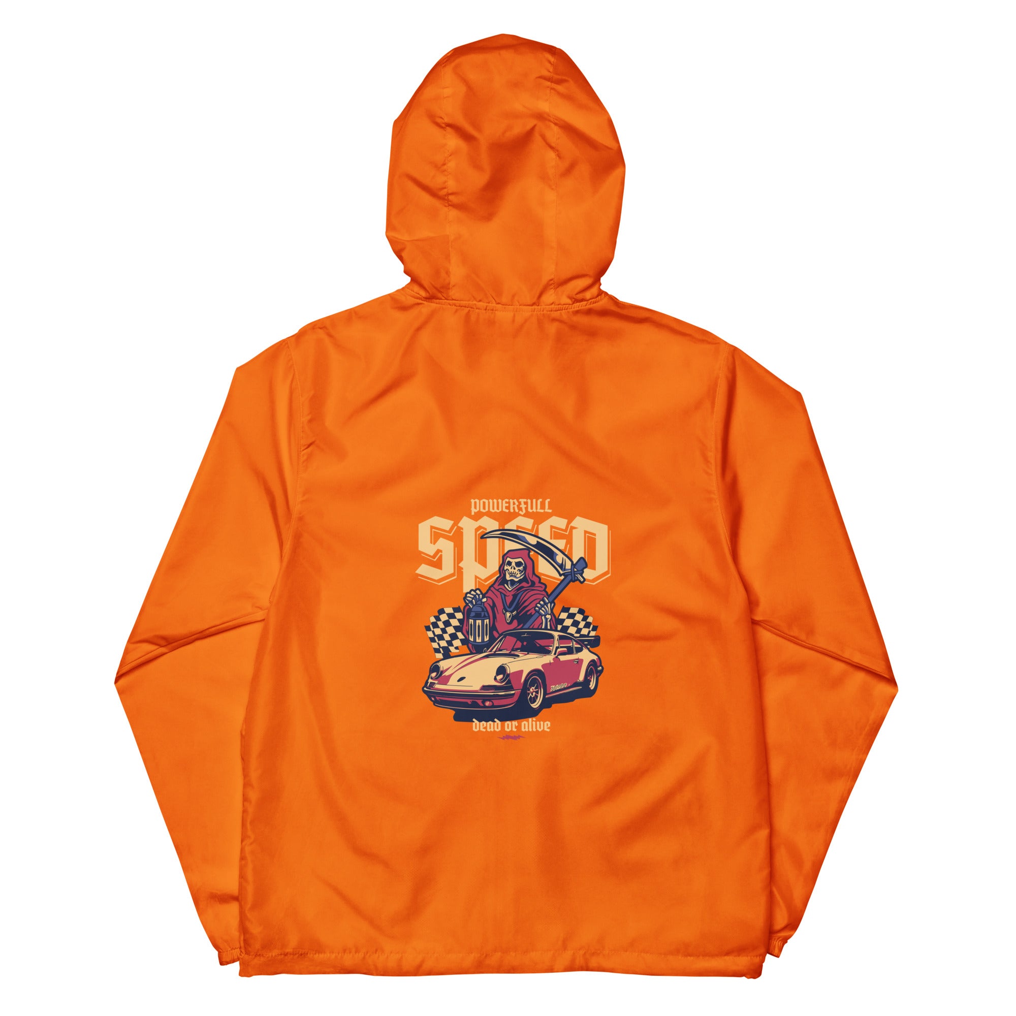 SORTYGO - Powerful Speed Men Zip Up Windbreaker in Safety Orange