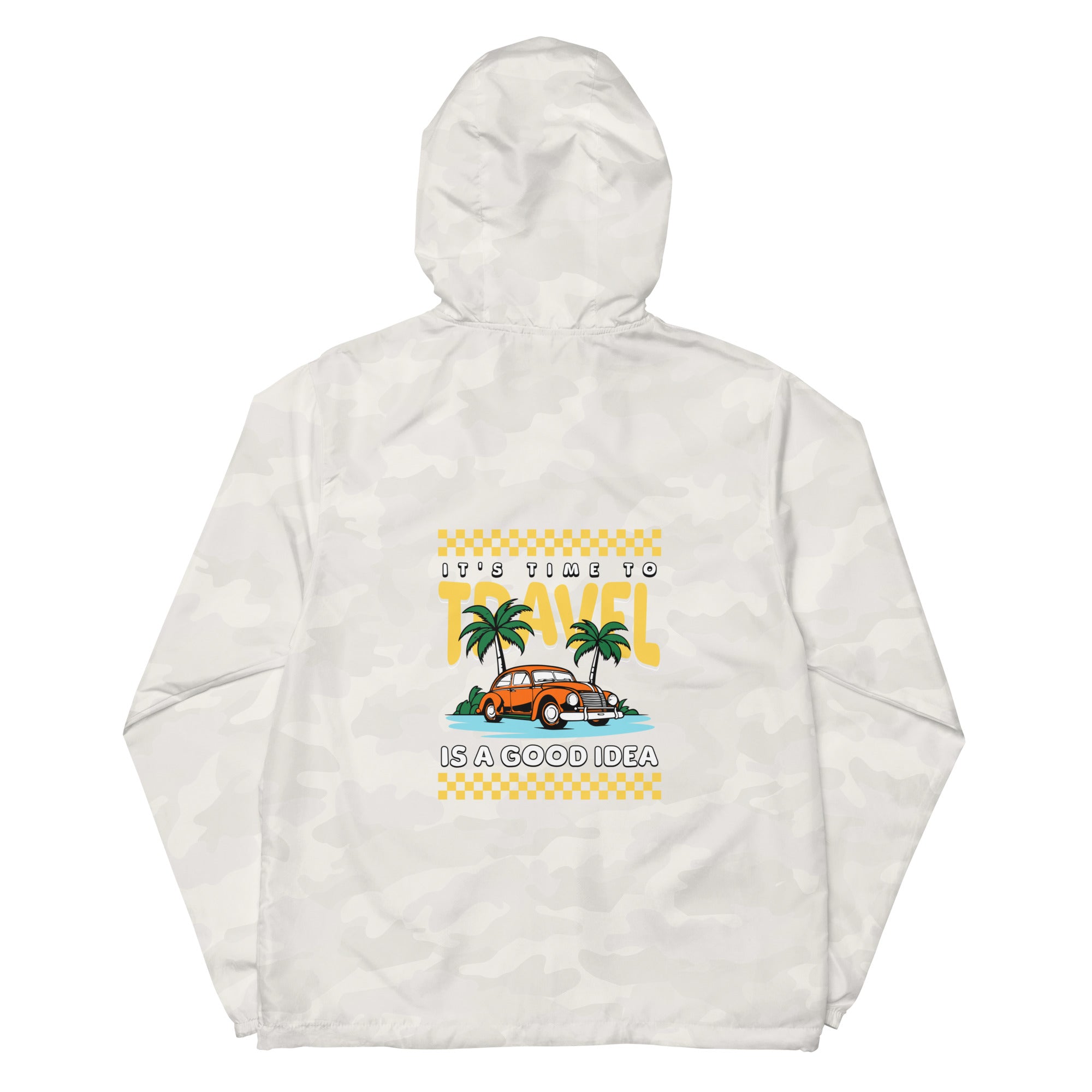 SORTYGO - Travel is Good Men Zip Up Windbreaker in White Camo