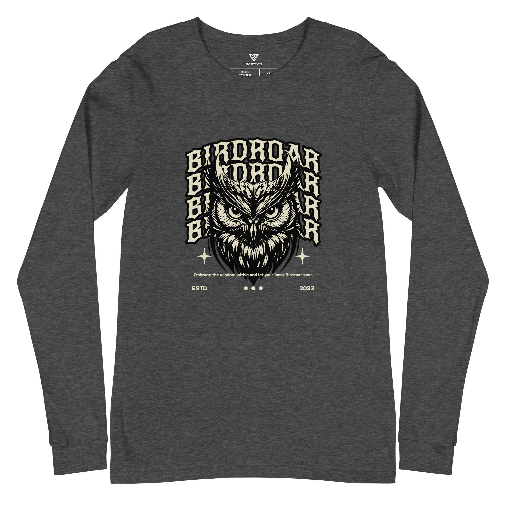 SORTYGO - Birdroar Men Long Sleeve T-Shirt in Dark Grey Heather