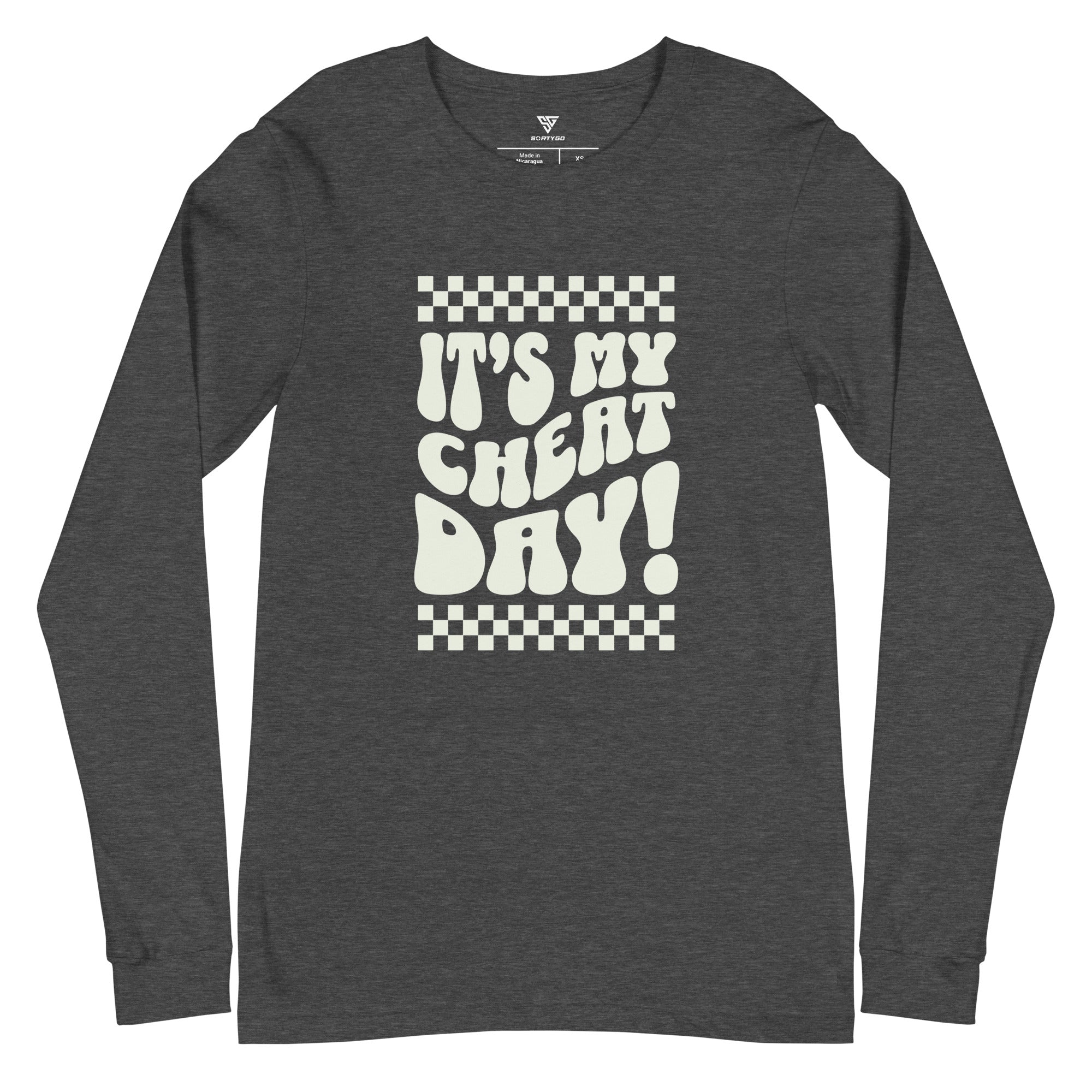 SORTYGO - It‘s my Cheat Day Men Long Sleeve T-Shirt in Dark Grey Heather