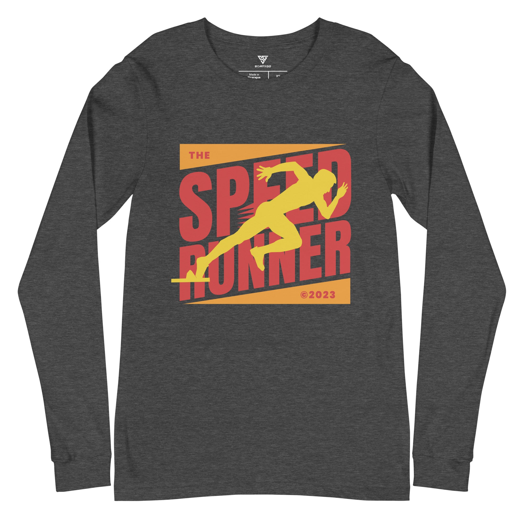 SORTYGO - Speed Runner Men Long Sleeve T-Shirt in Dark Grey Heather
