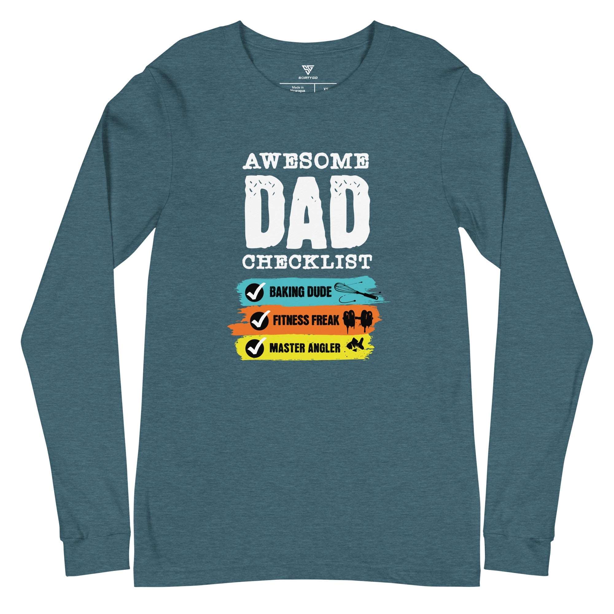 SORTYGO - Awesome Dad Men Long Sleeve T-Shirt in Heather Deep Teal