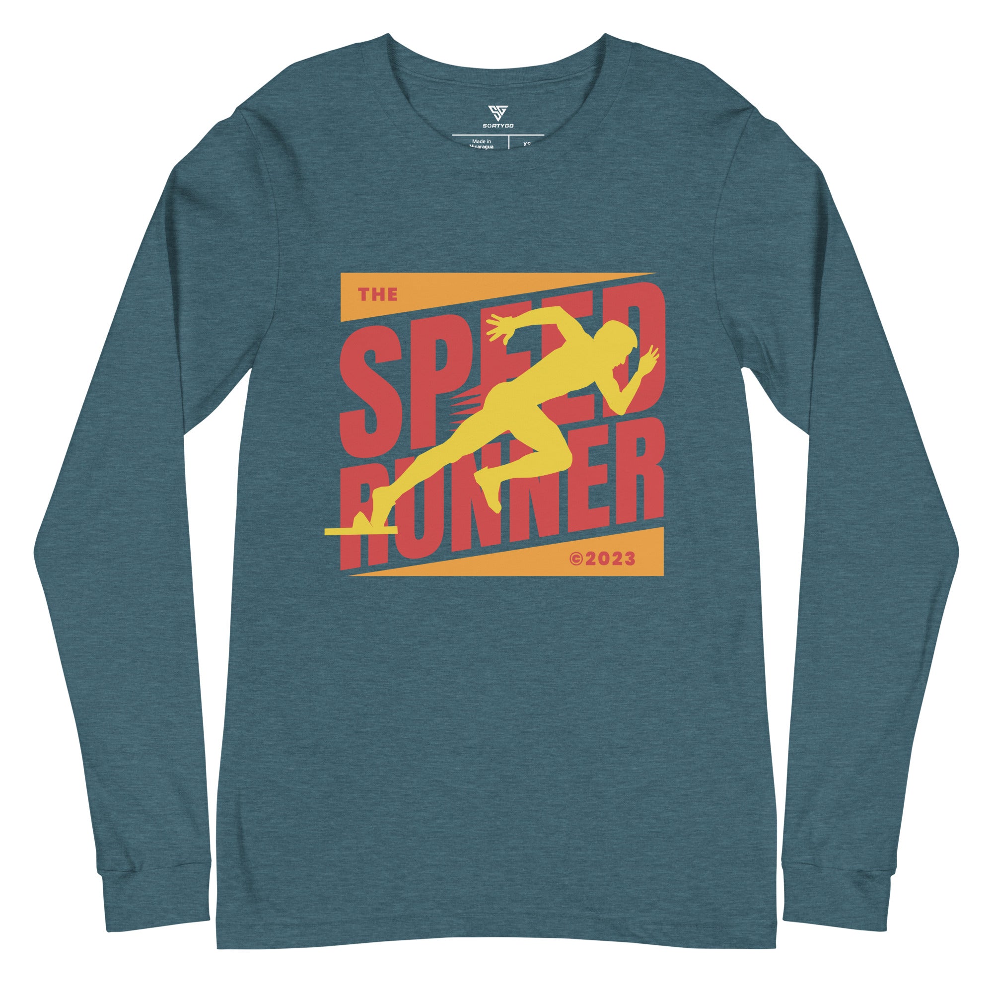 SORTYGO - Speed Runner Men Long Sleeve T-Shirt in Heather Deep Teal