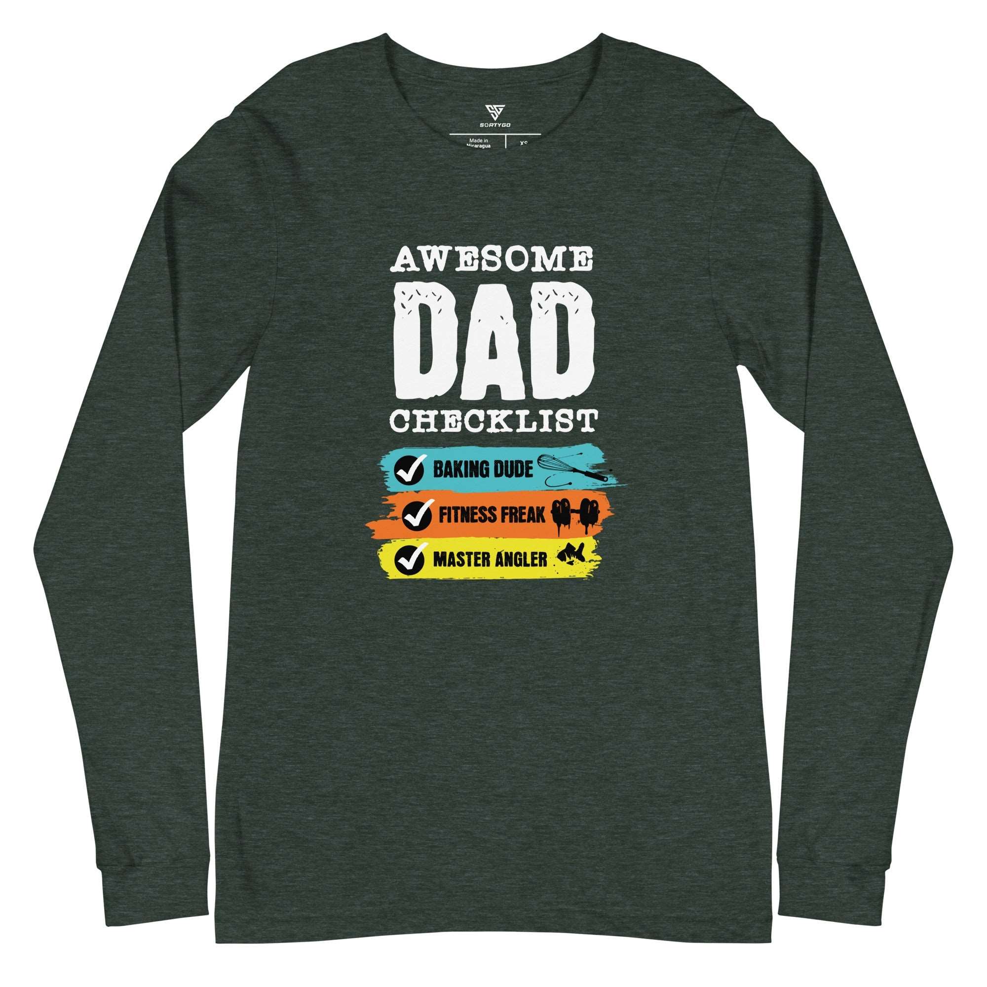 SORTYGO - Awesome Dad Men Long Sleeve T-Shirt in Heather Forest