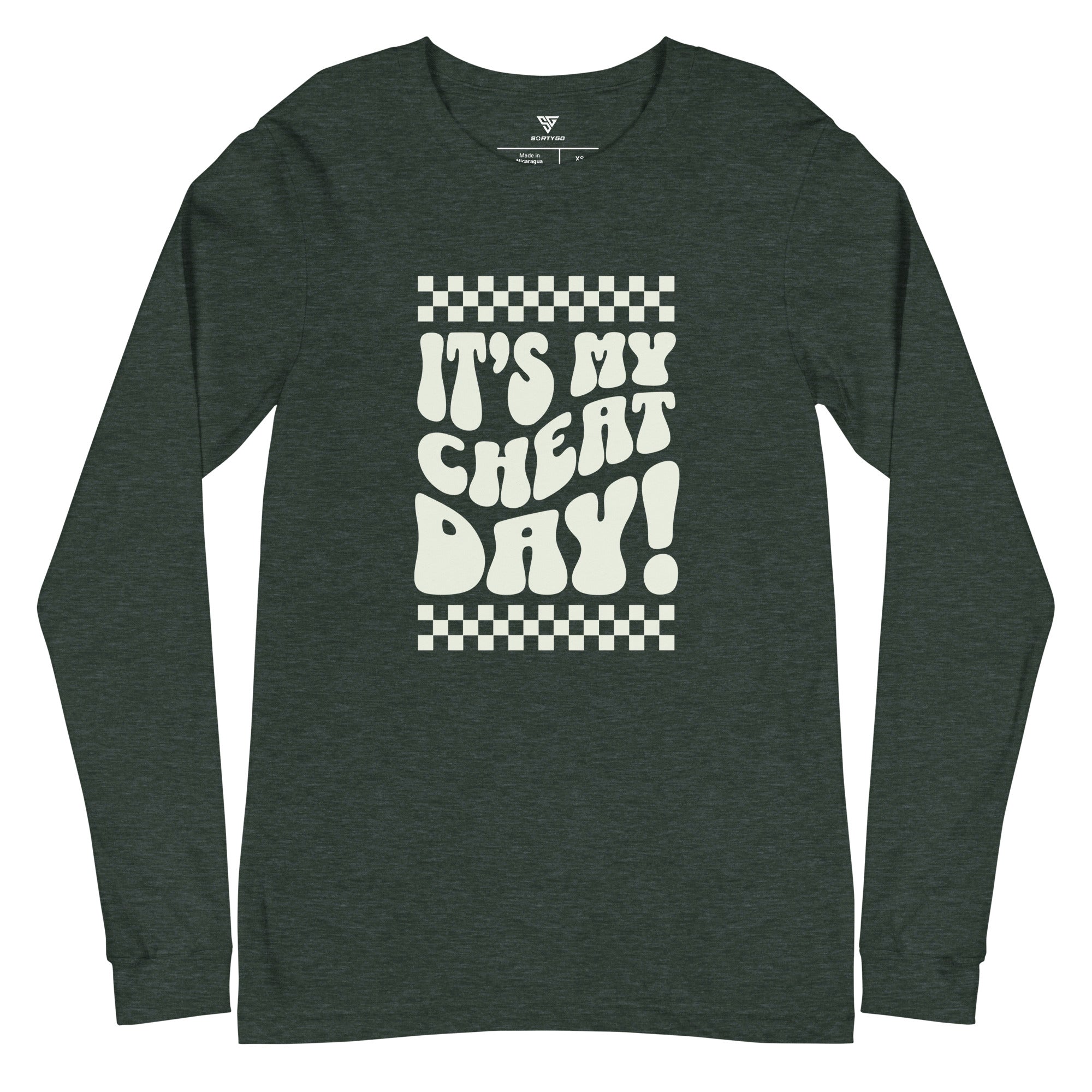 SORTYGO - It‘s my Cheat Day Men Long Sleeve T-Shirt in Heather Forest