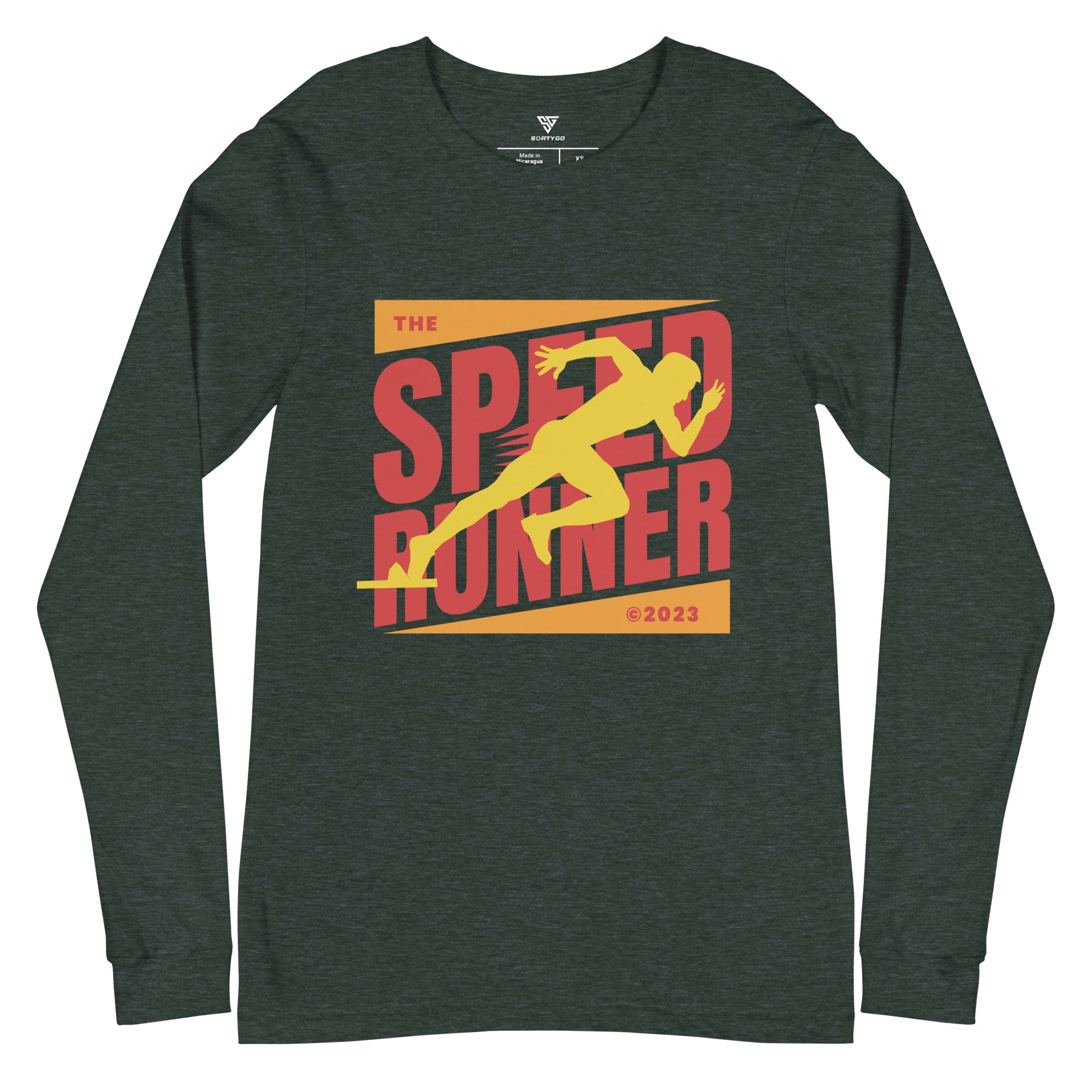 SORTYGO - Speed Runner Men Long Sleeve T-Shirt in Heather Forest