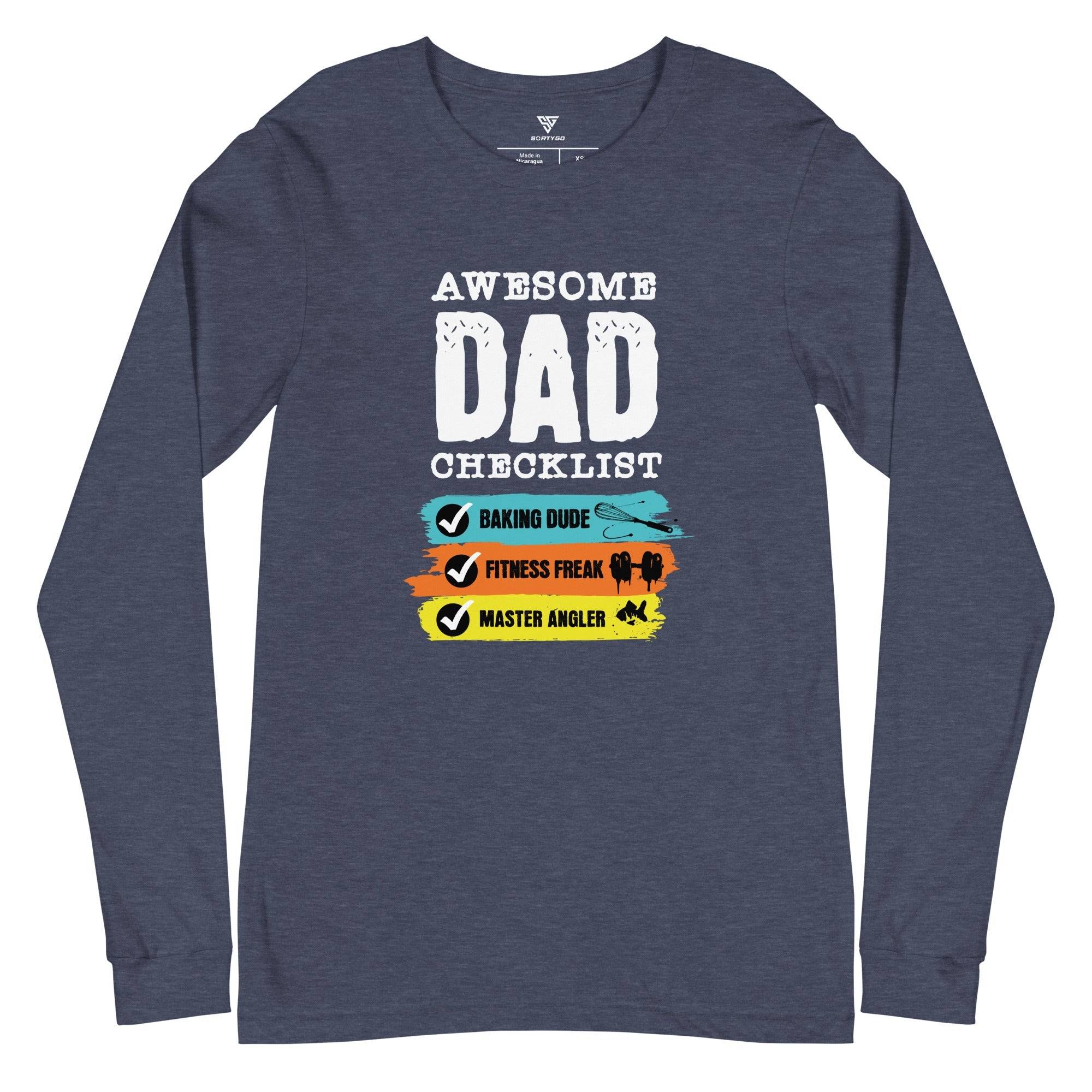 SORTYGO - Awesome Dad Men Long Sleeve T-Shirt in Heather Navy
