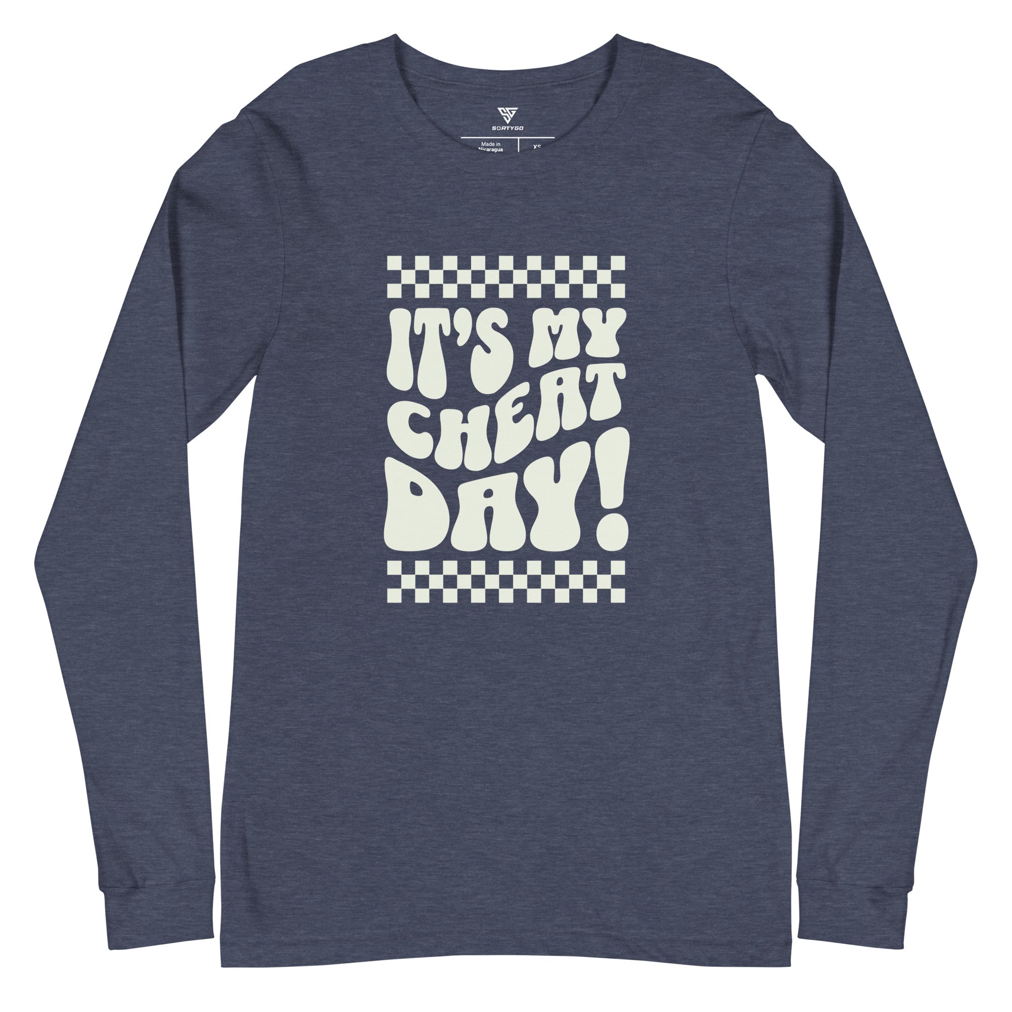 SORTYGO - It‘s my Cheat Day Men Long Sleeve T-Shirt in Heather Navy