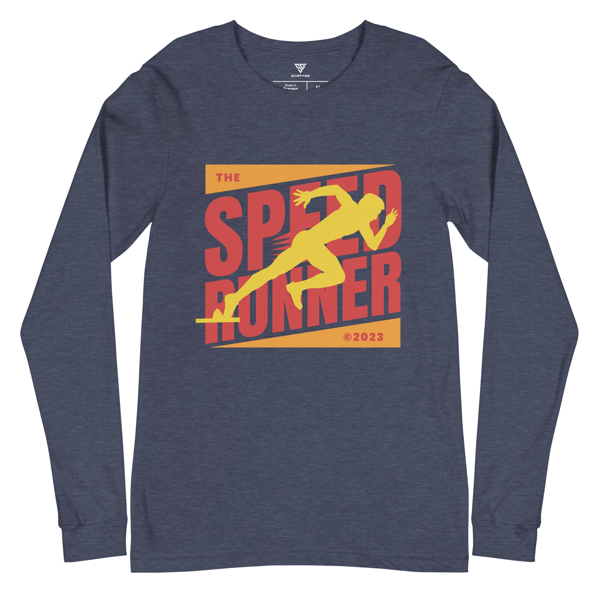 SORTYGO - Speed Runner Men Long Sleeve T-Shirt in Heather Navy