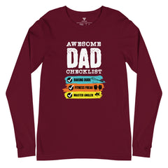 SORTYGO - Awesome Dad Men Long Sleeve T-Shirt in Maroon