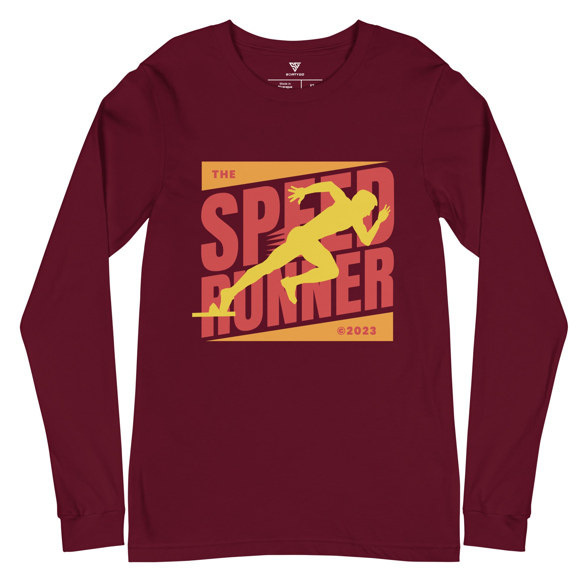 SORTYGO - Speed Runner Men Long Sleeve T-Shirt in Maroon