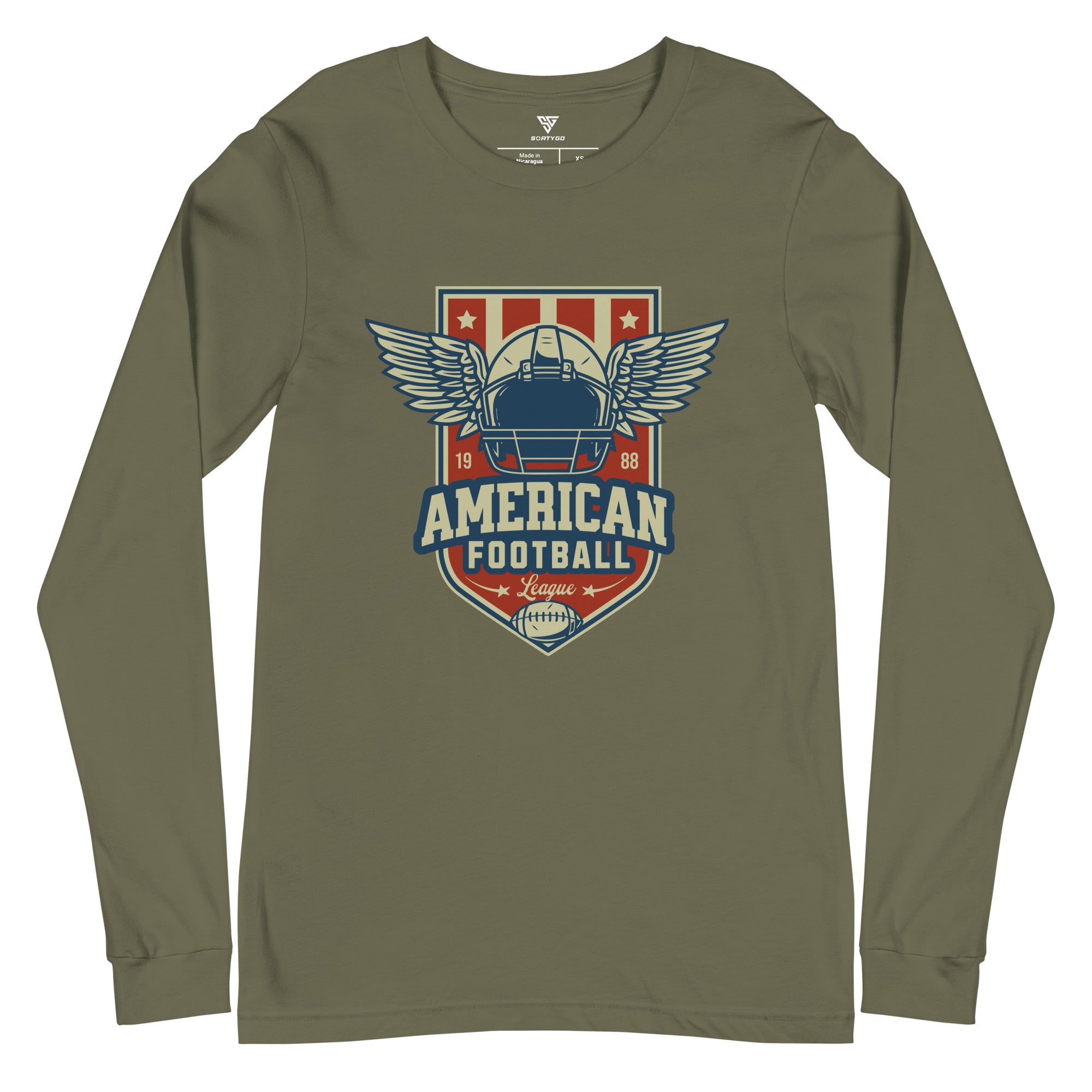 SORTYGO - Football League Men Long Sleeve T-Shirt in Military Green