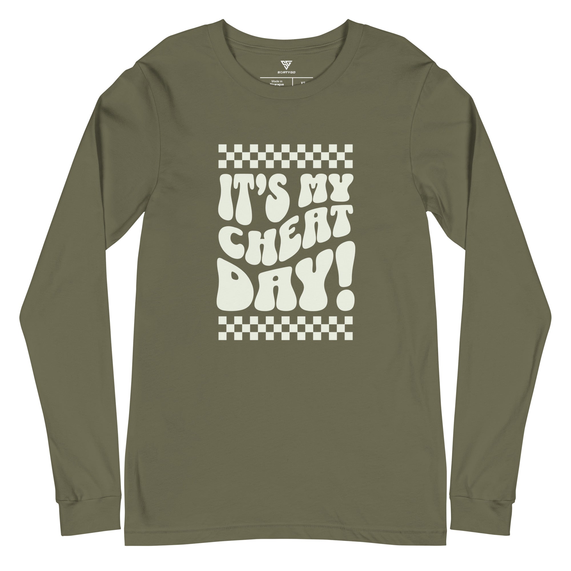 SORTYGO - It‘s my Cheat Day Men Long Sleeve T-Shirt in Military Green