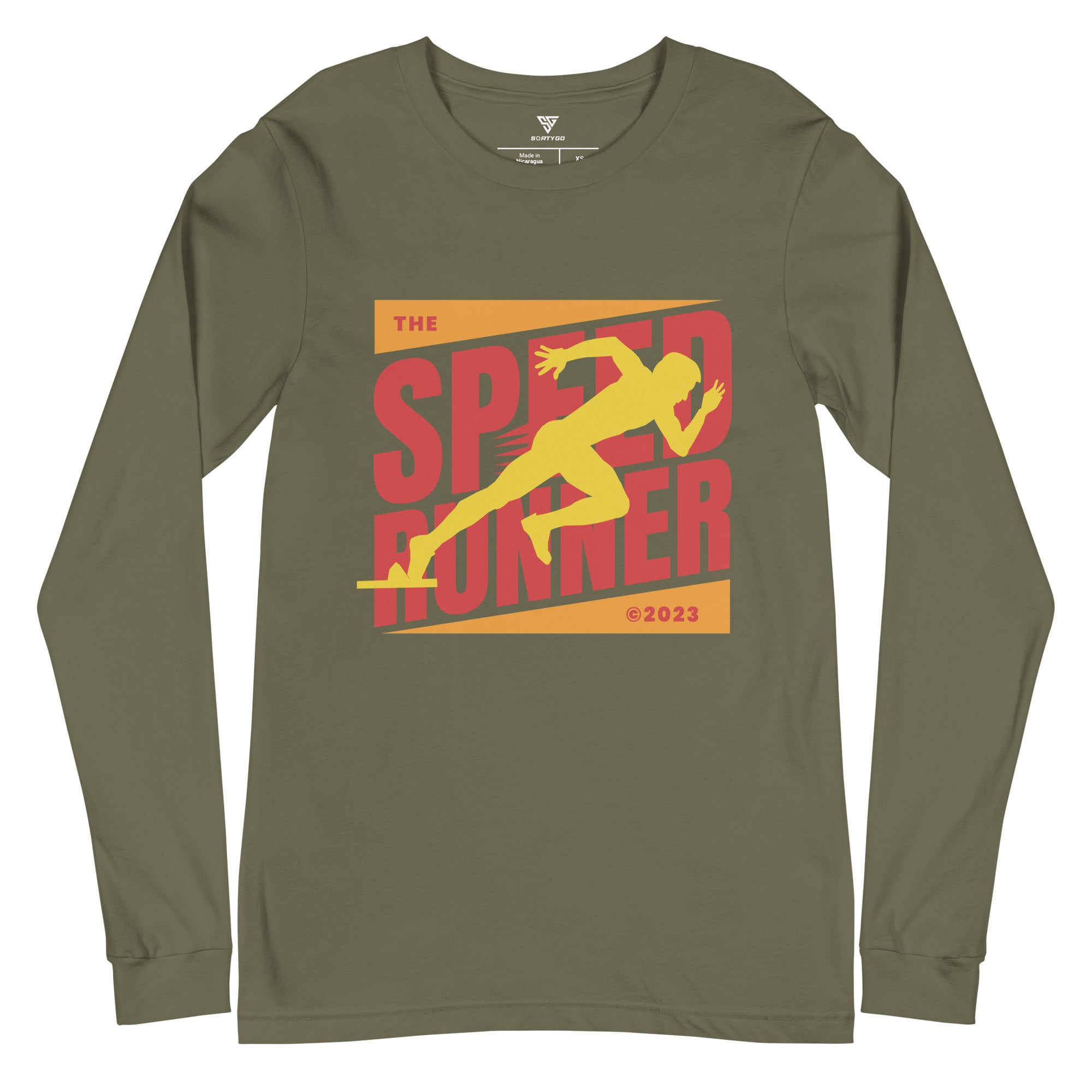 SORTYGO - Speed Runner Men Long Sleeve T-Shirt in Military Green