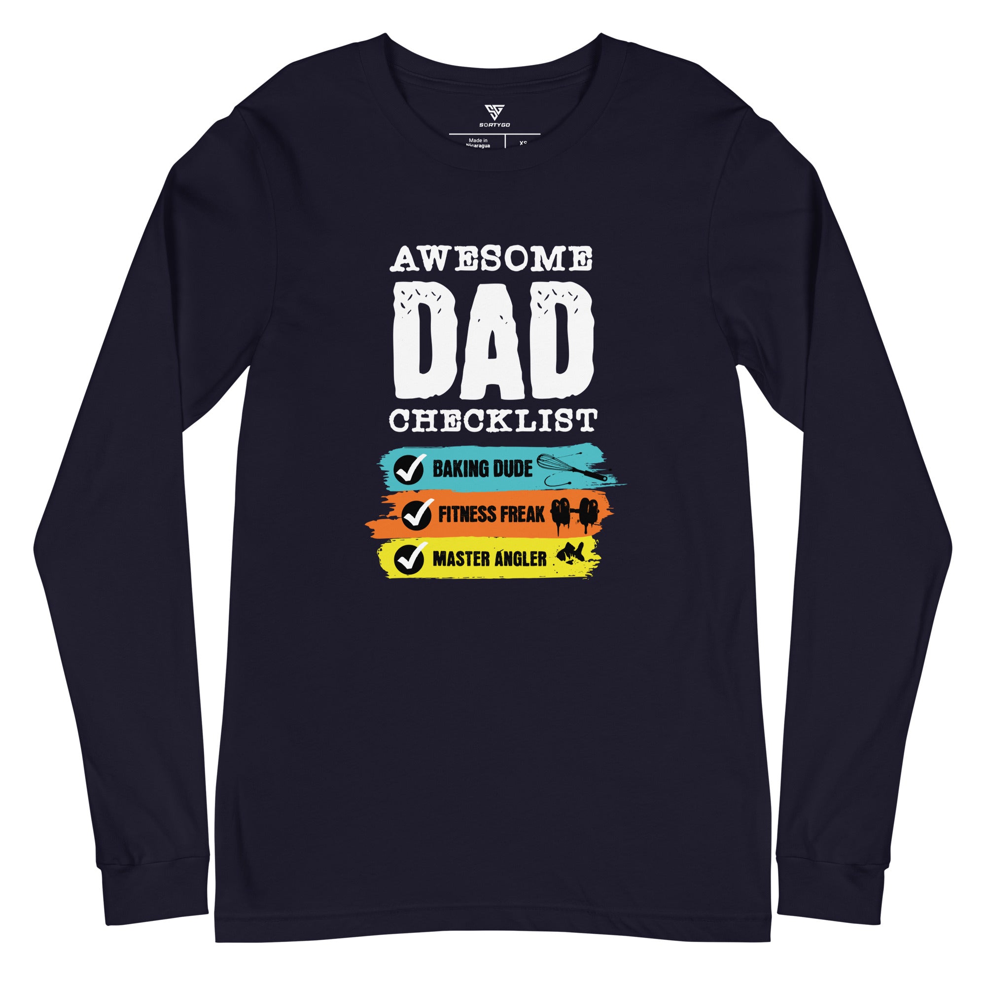 SORTYGO - Awesome Dad Men Long Sleeve T-Shirt in Navy