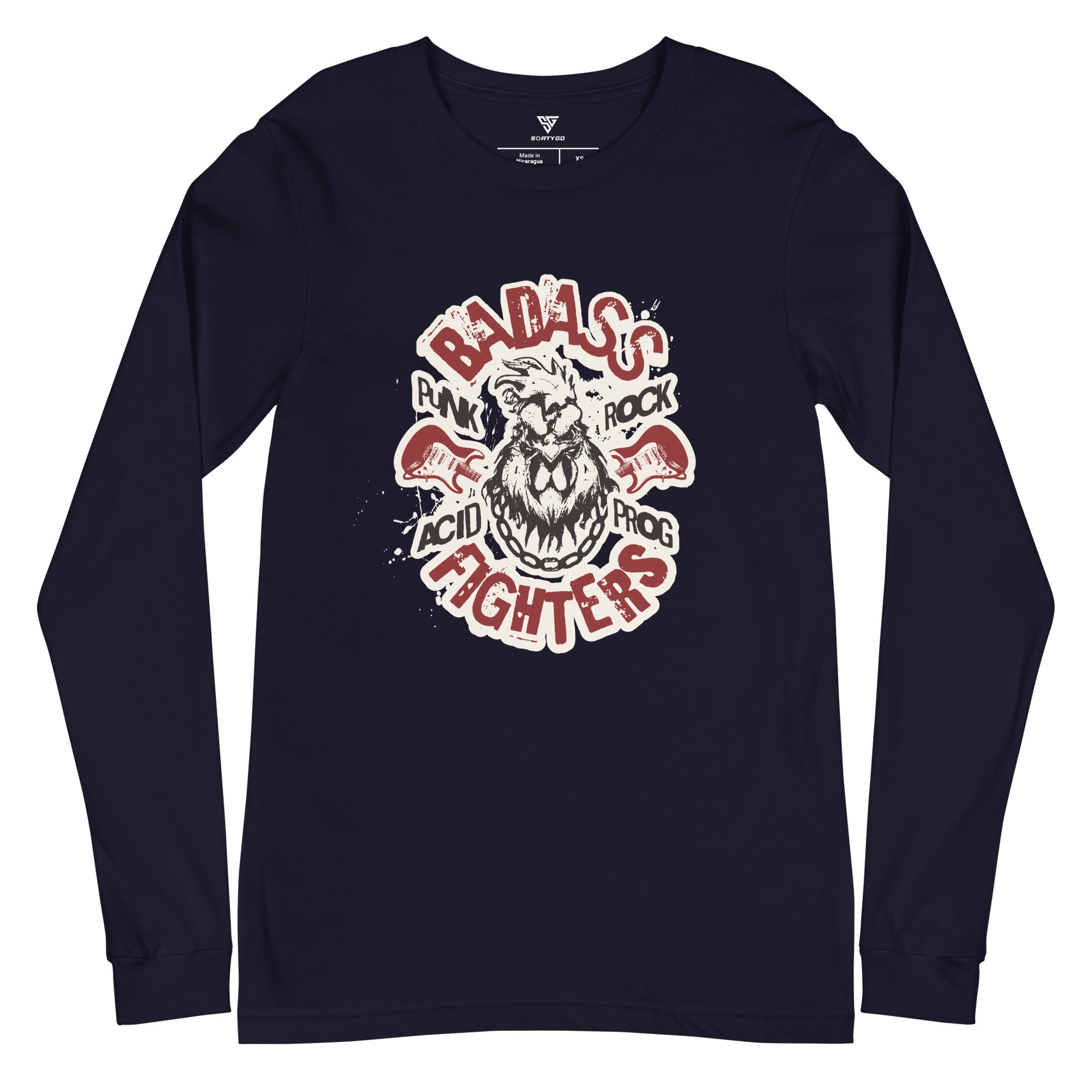 SORTYGO - Badass Fighters Men Long Sleeve T-Shirt in Navy