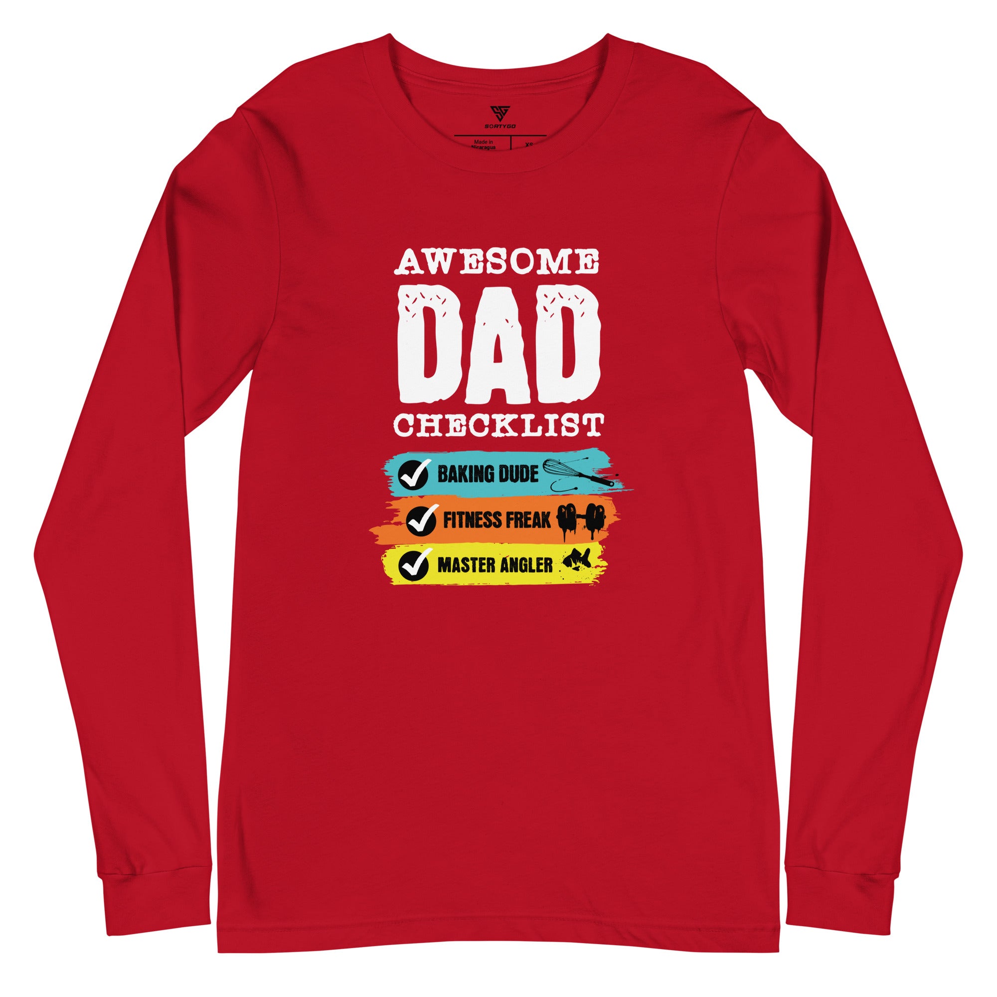 SORTYGO - Awesome Dad Men Long Sleeve T-Shirt in Red