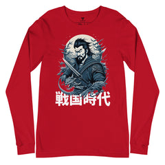 SORTYGO - Japanese Warrior Men Long Sleeve T-Shirt in Red