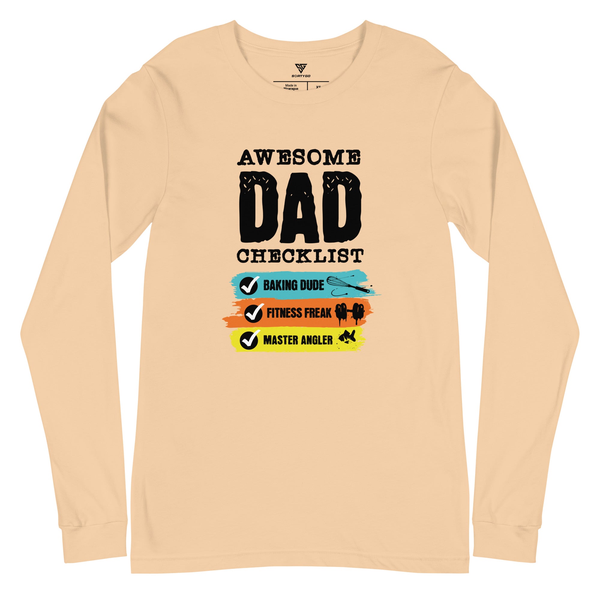 SORTYGO - Awesome Dad Men Long Sleeve T-Shirt in Sand Dune
