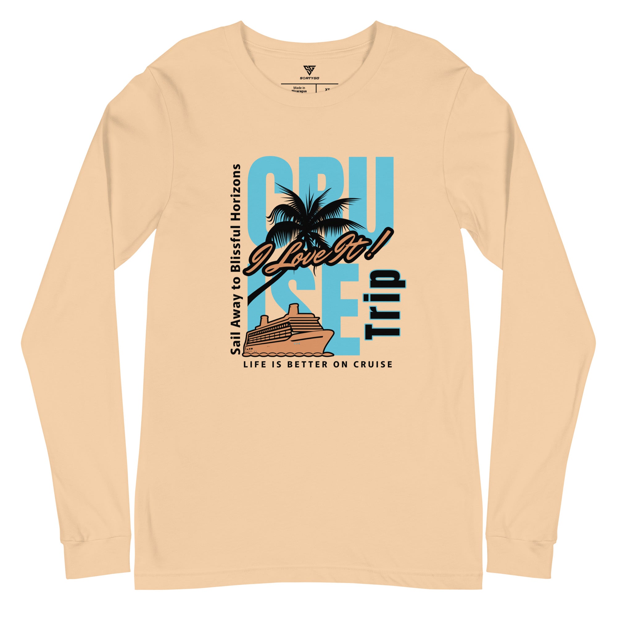 SORTYGO - Cruise Trip Men Long Sleeve T-Shirt in Sand Dune