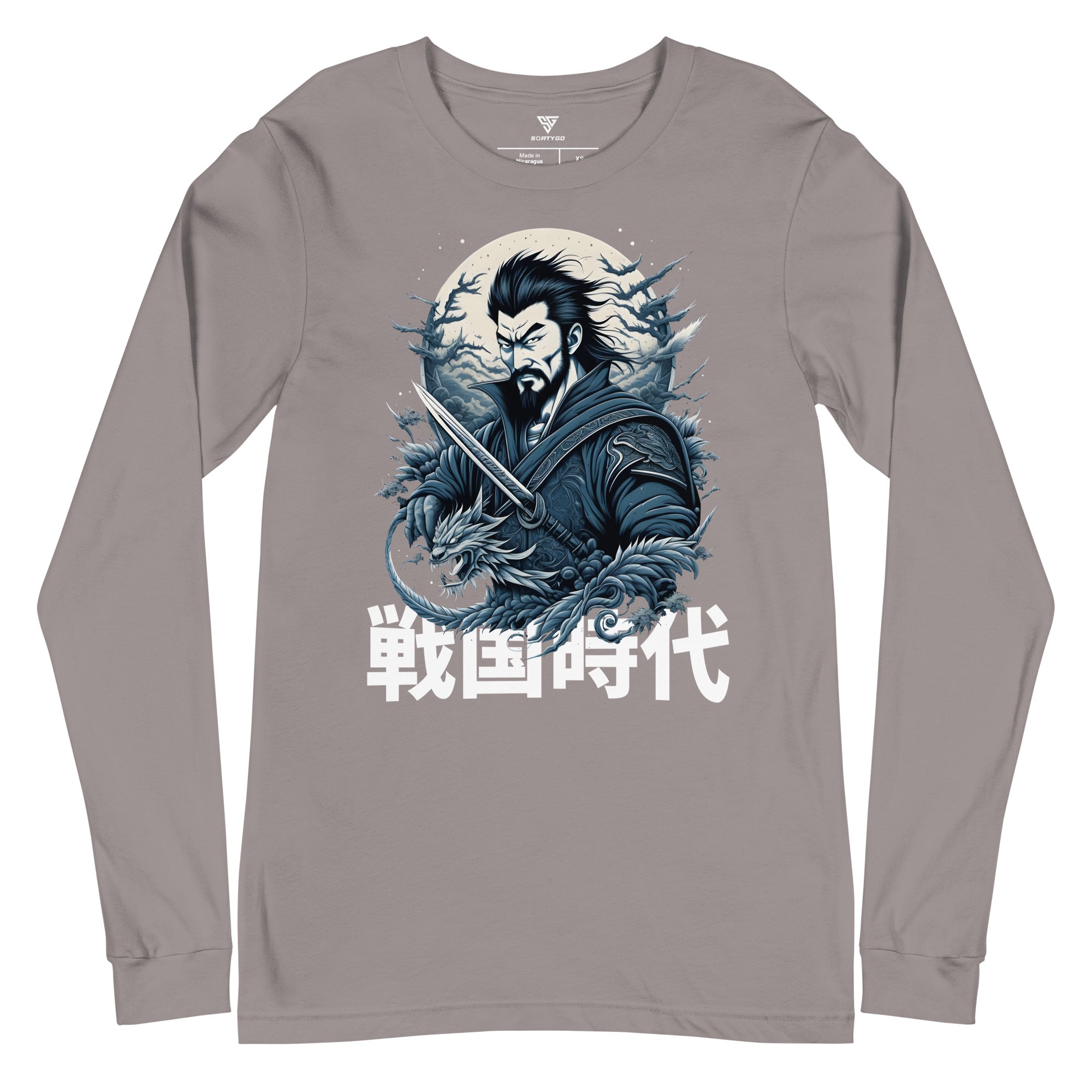 SORTYGO - Japanese Warrior Men Long Sleeve T-Shirt in Storm
