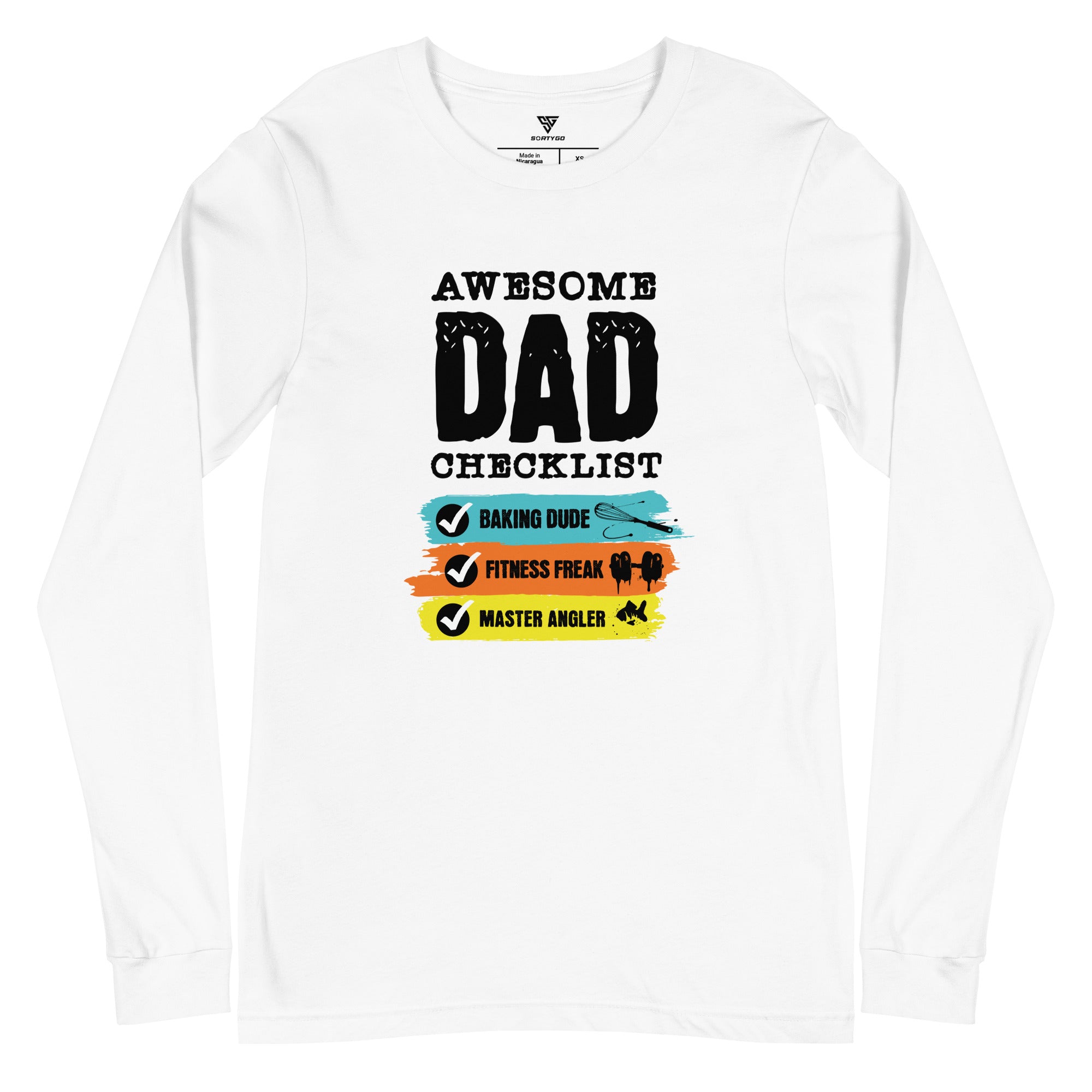 SORTYGO - Awesome Dad Men Long Sleeve T-Shirt in White
