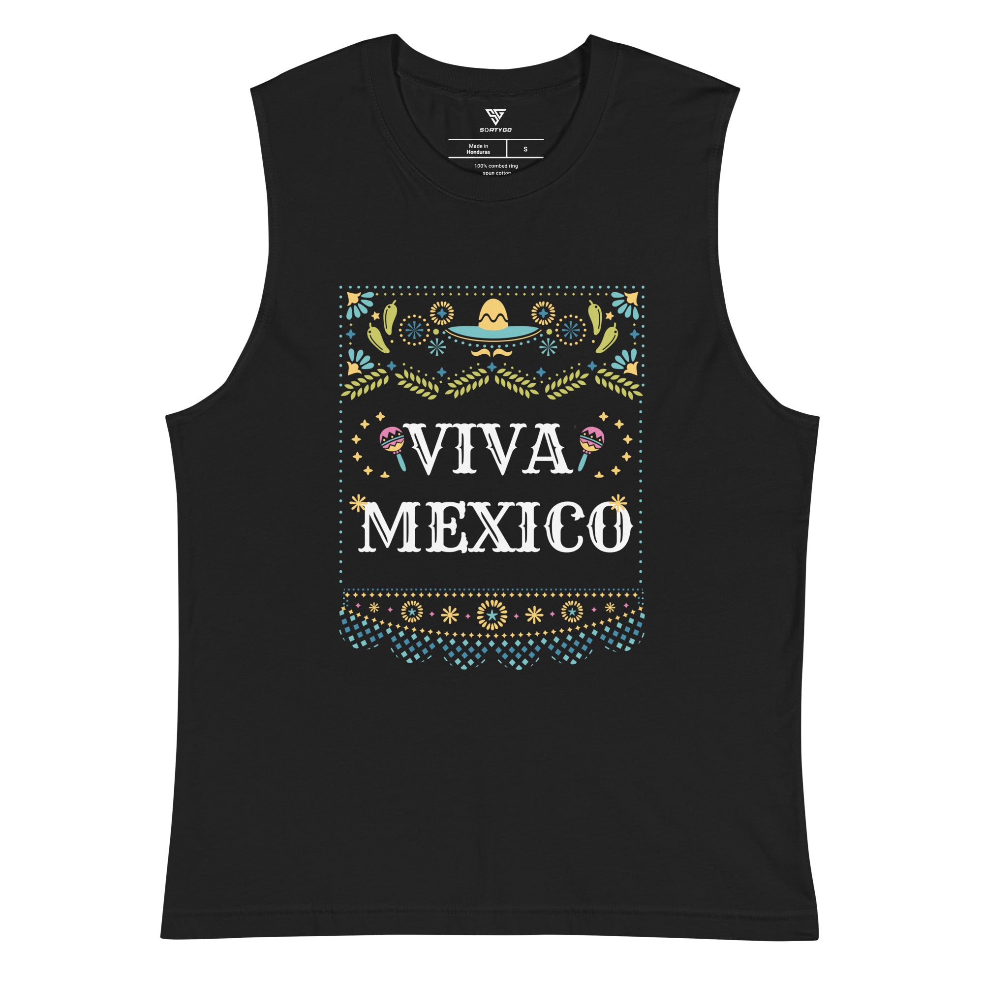 SORTYGO - Viva Mexico Men Jersey Muscle Tank in Black