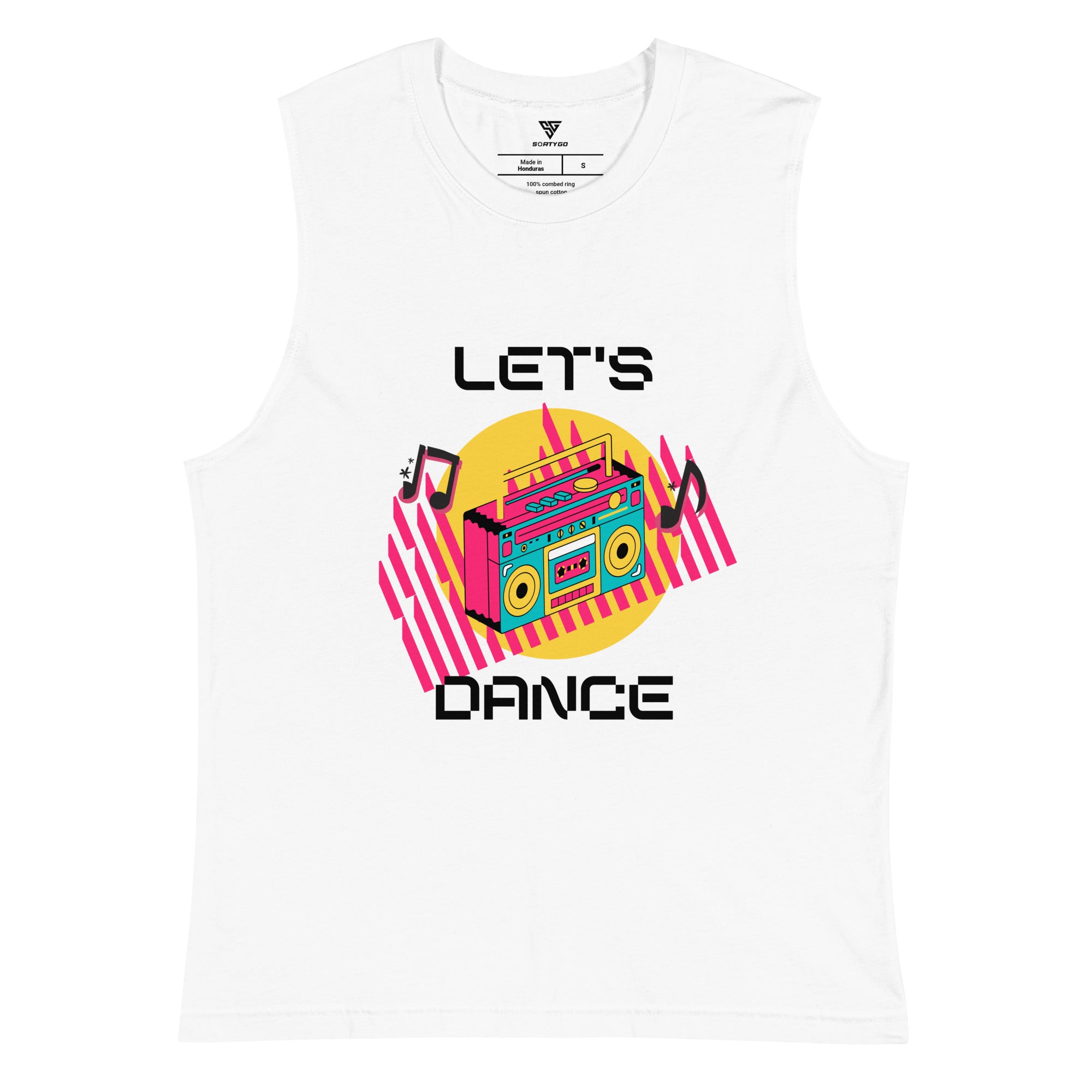 SORTYGO - Let's Dance Men Jersey Muscle Tank in White