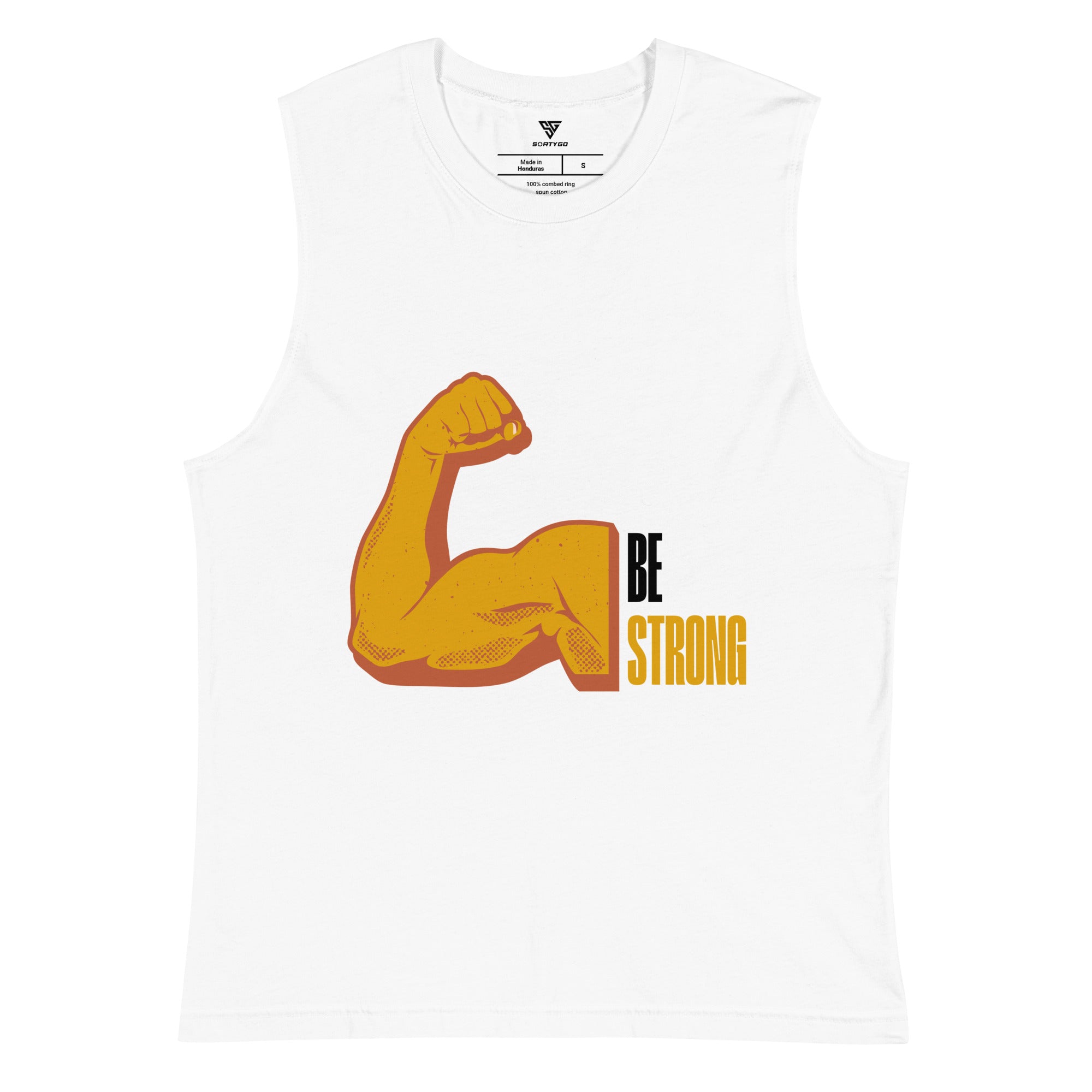 SORTYGO - Be Strong Men Jersey Muscle Tank in White