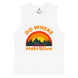 SORTYGO - Discover Your Self Men Jersey Muscle Tank in White