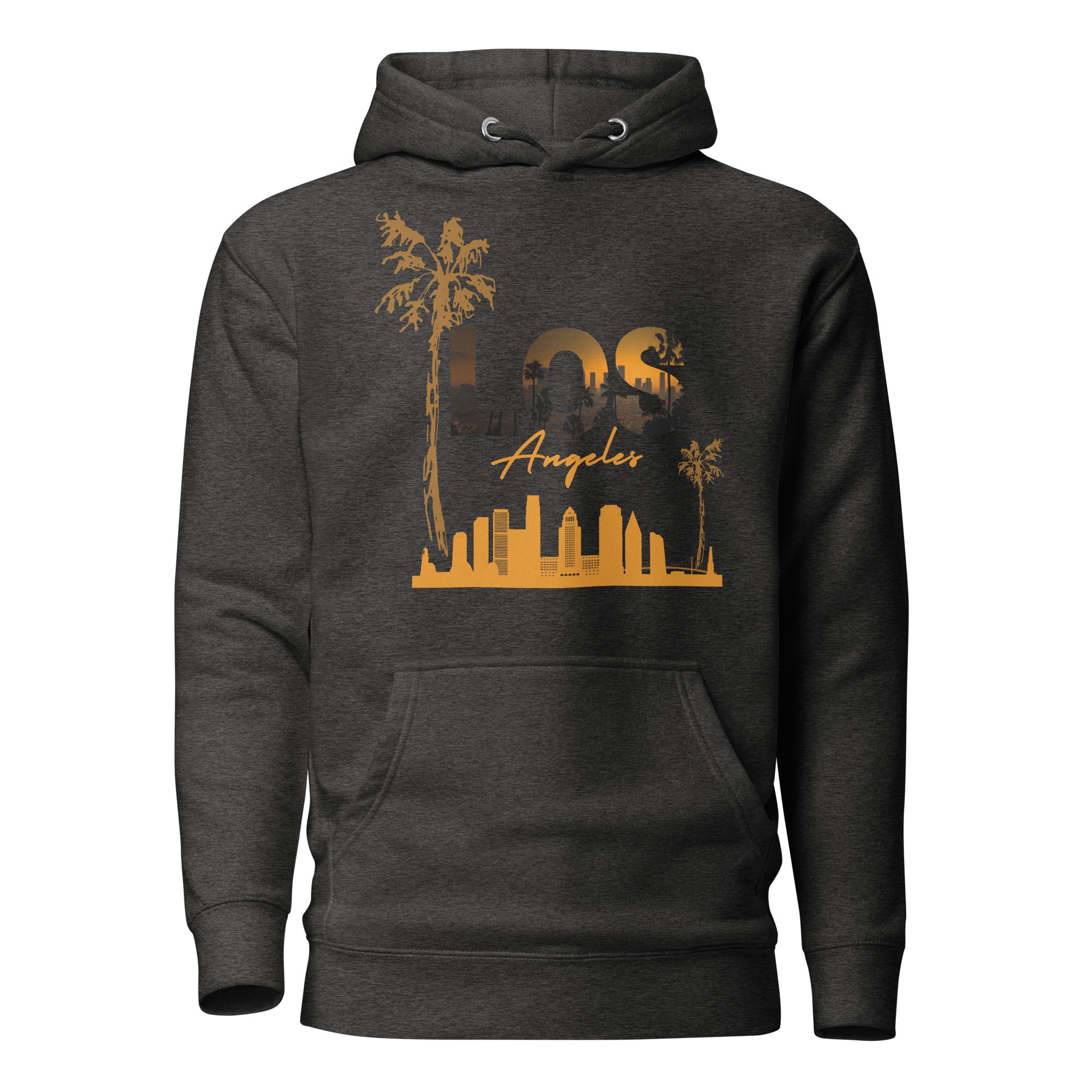 SORTYGO - Los Angeles Men Premium Pullover Hoodie in Charcoal Heather