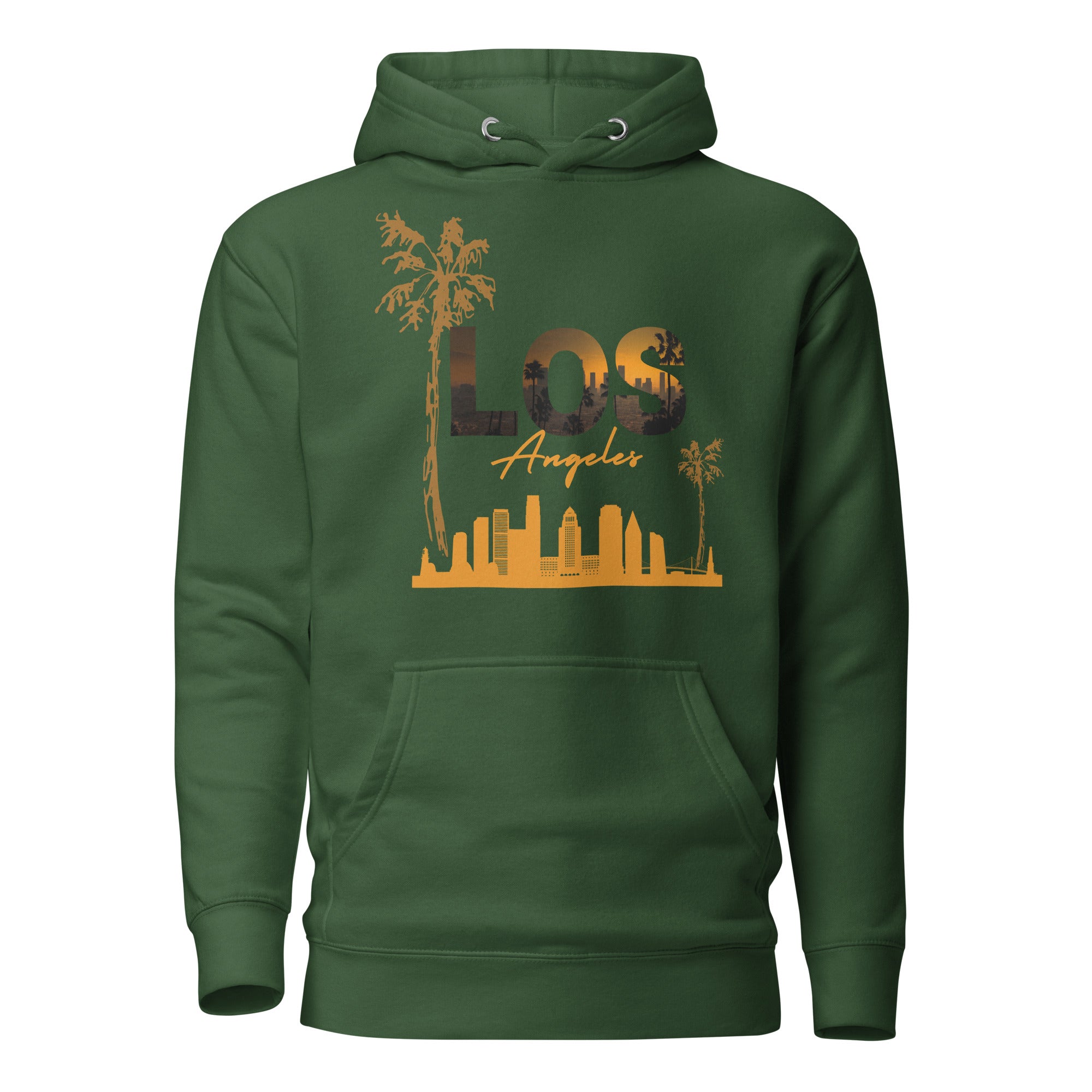 SORTYGO - Los Angeles Men Premium Pullover Hoodie in Forest Green