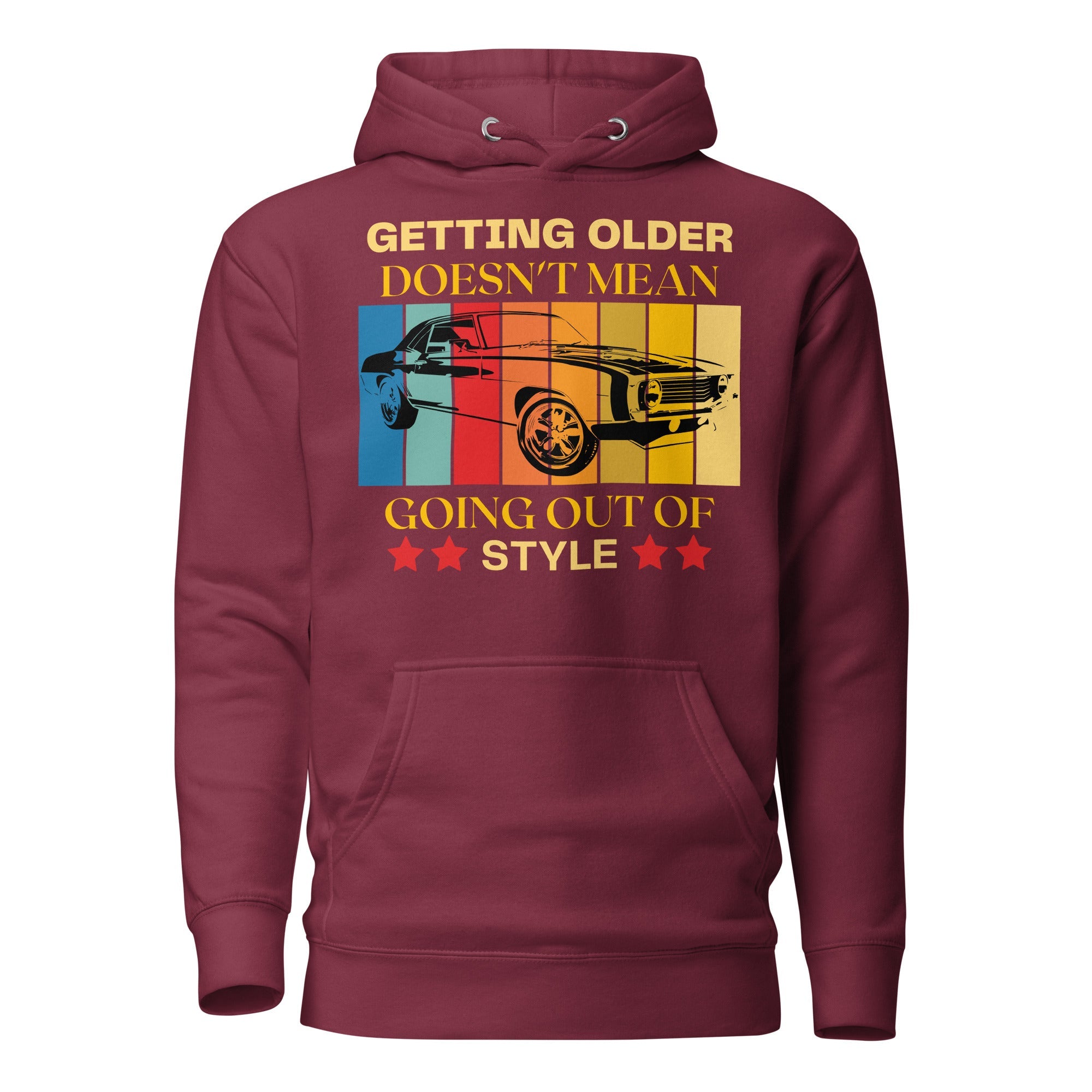 SORTYGO - Ageless Men Style Premium Pullover Hoodie in Maroon
