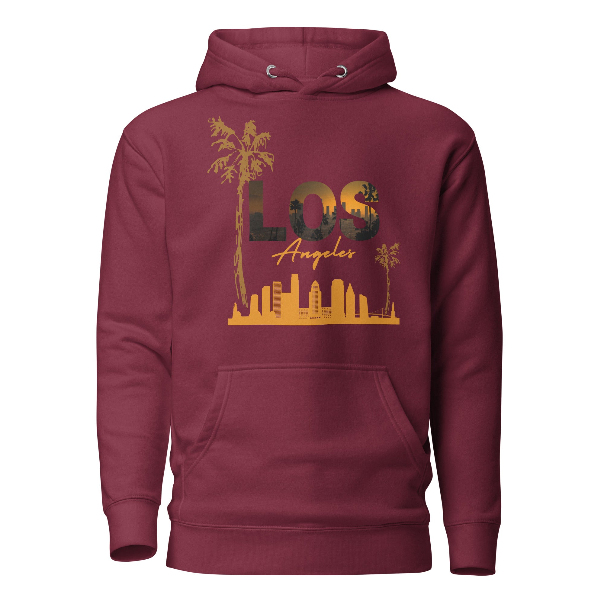 SORTYGO - Los Angeles Men Premium Pullover Hoodie in Maroon