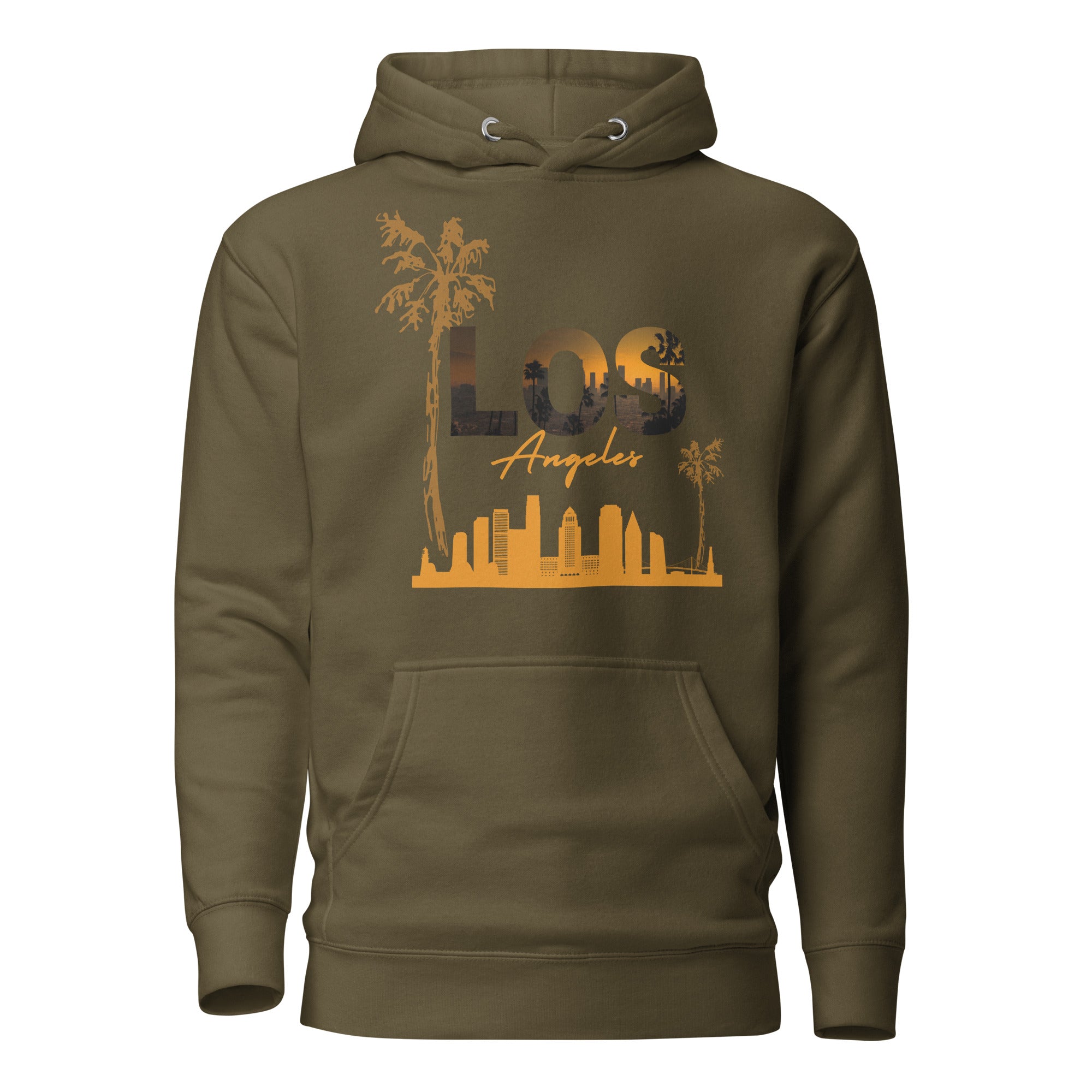 SORTYGO - Los Angeles Men Premium Pullover Hoodie in Military Green