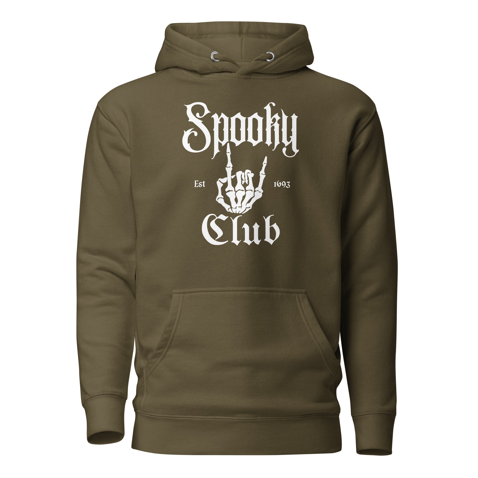 SORTYGO - Spooky Club Men Premium Pullover Hoodie in Military Green