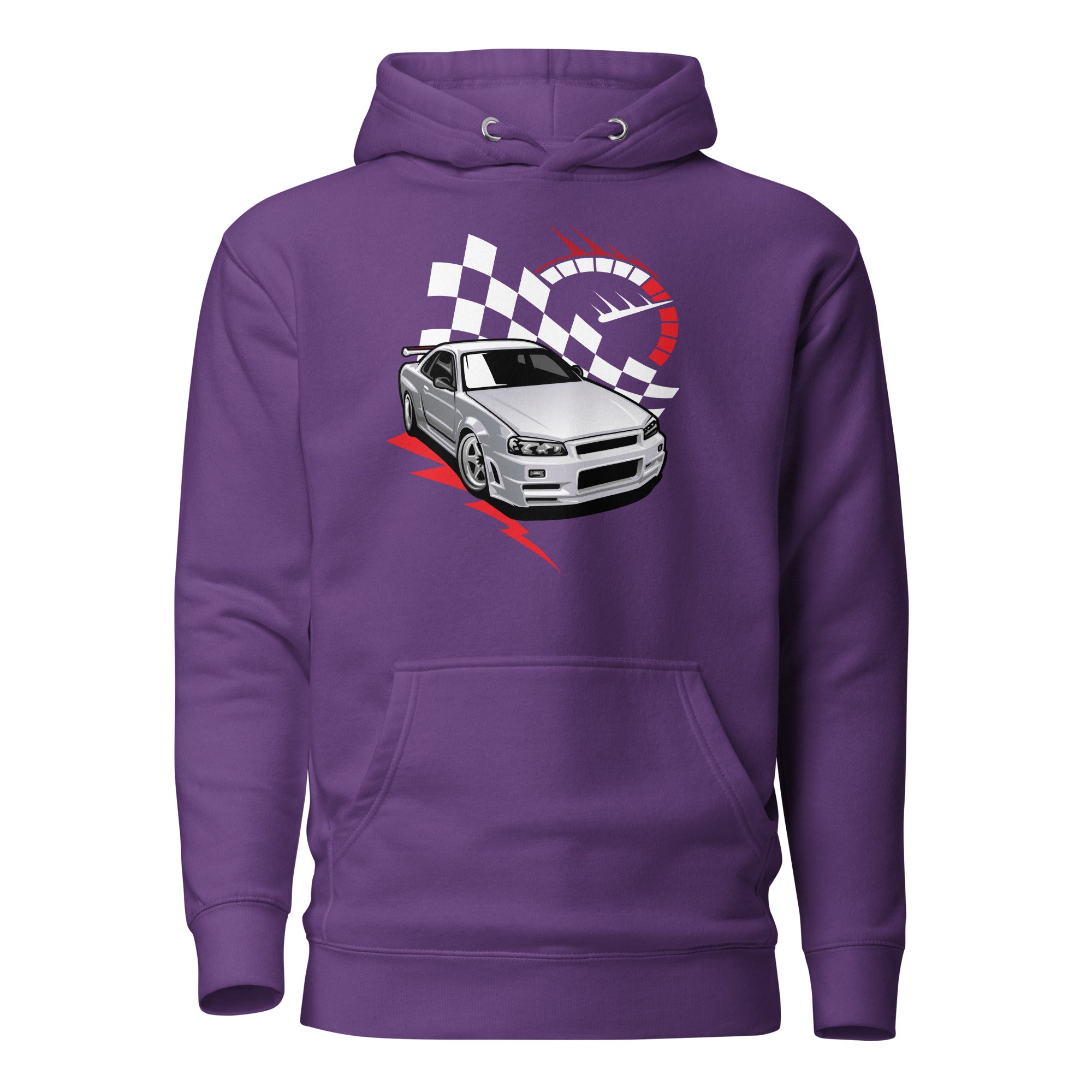 SORTYGO - Turbocharged Men Premium Pullover Hoodie in Purple