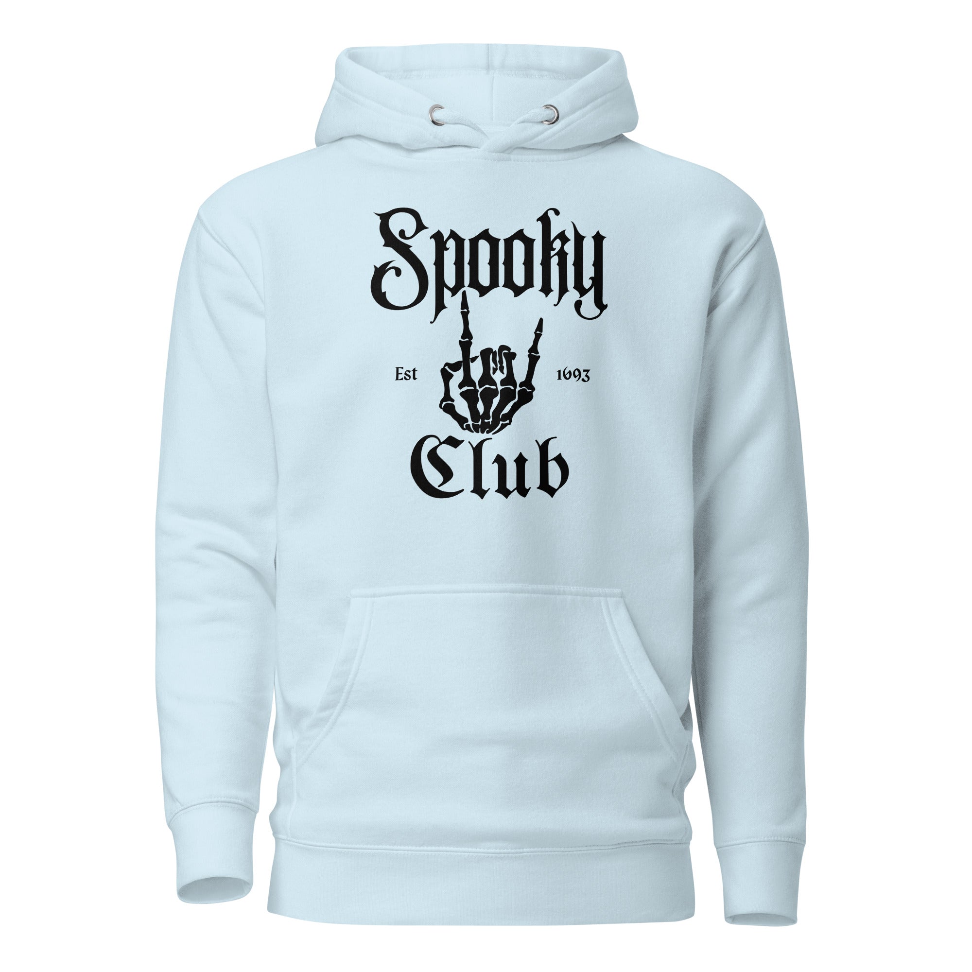 SORTYGO - Spooky Club Men Premium Pullover Hoodie in Sky Blue