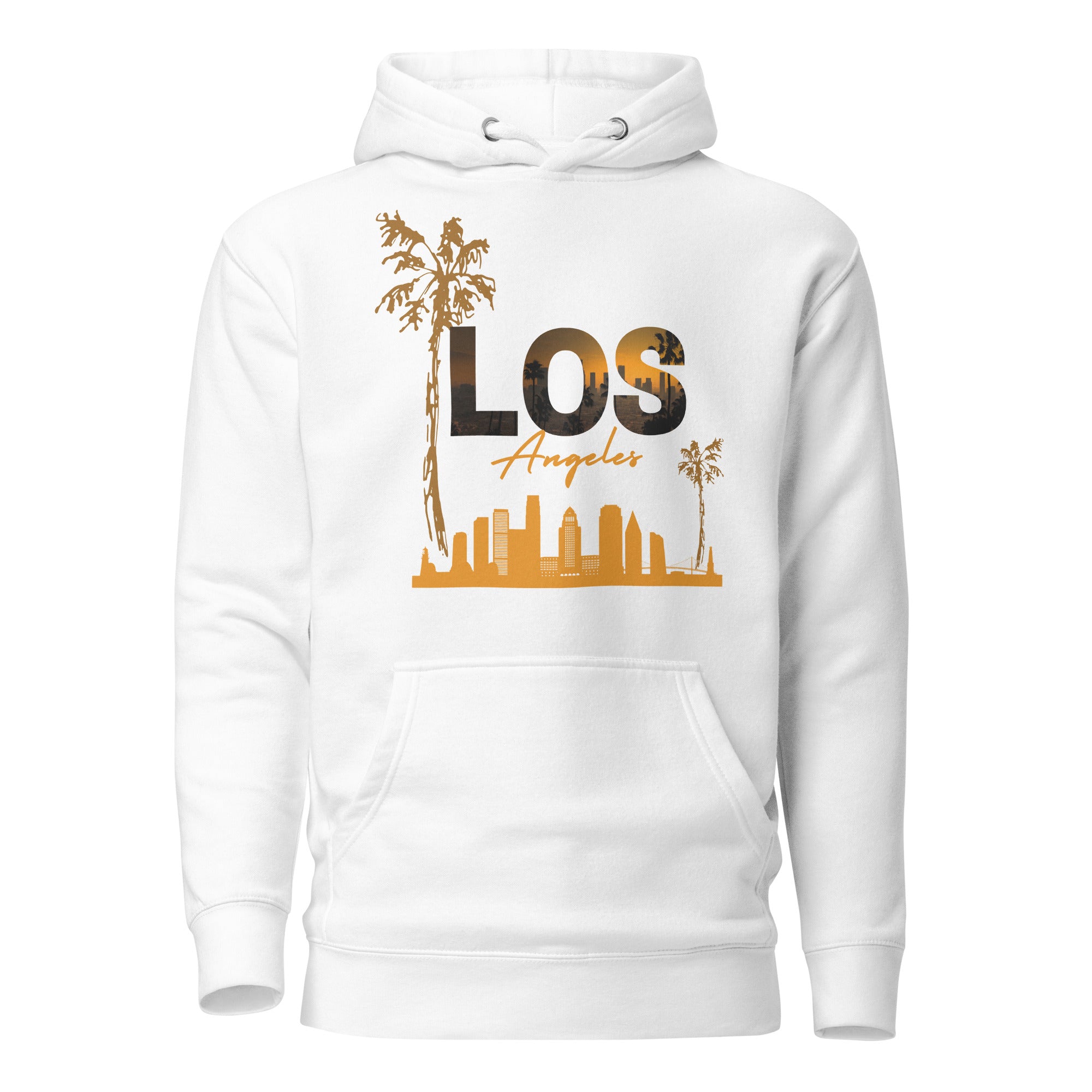 SORTYGO - Los Angeles Men Premium Pullover Hoodie in White