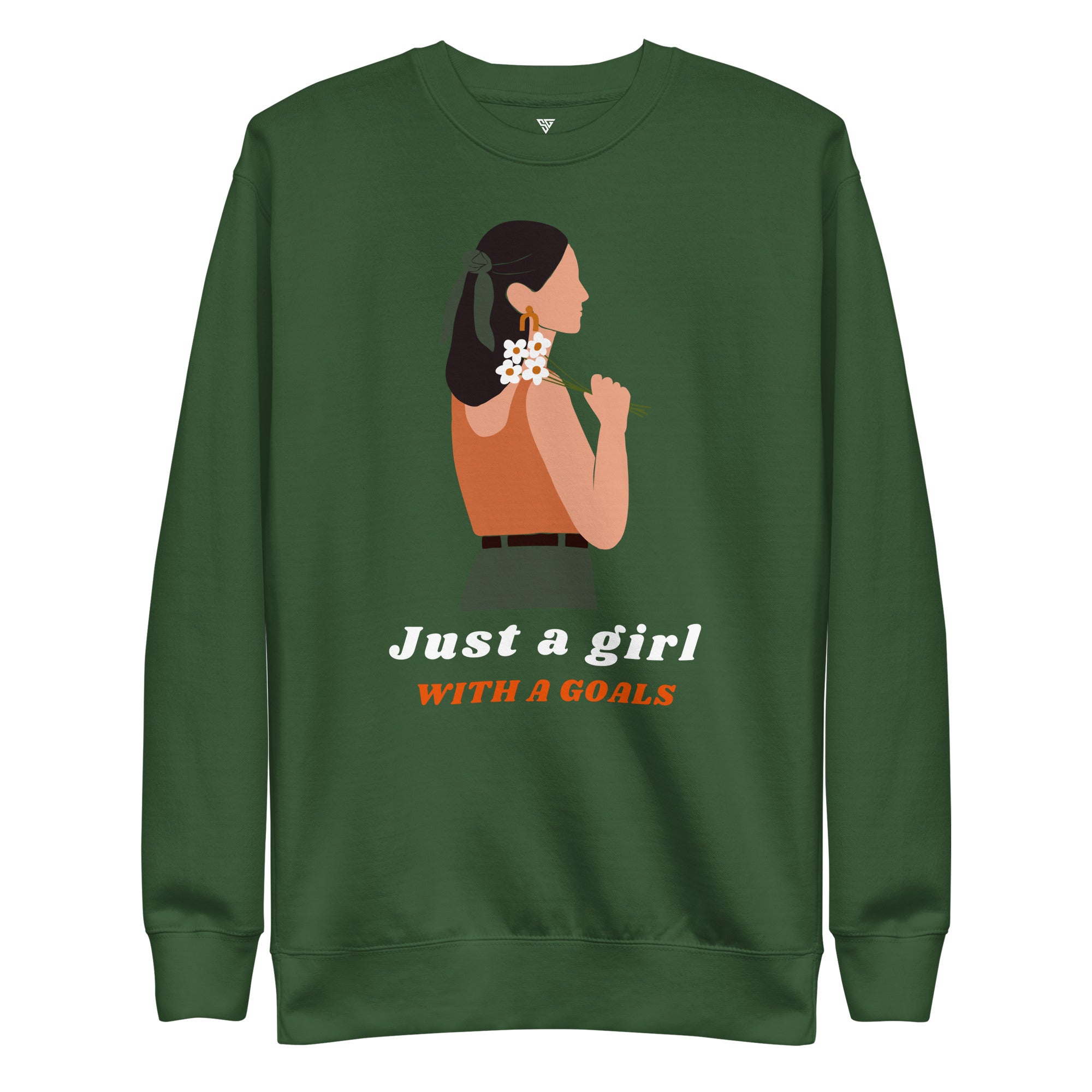 SORTYGO - Just a Girl Women Premium Sweatshirt in Forest Green