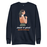 SORTYGO - Just a Girl Women Premium Sweatshirt in Navy Blazer