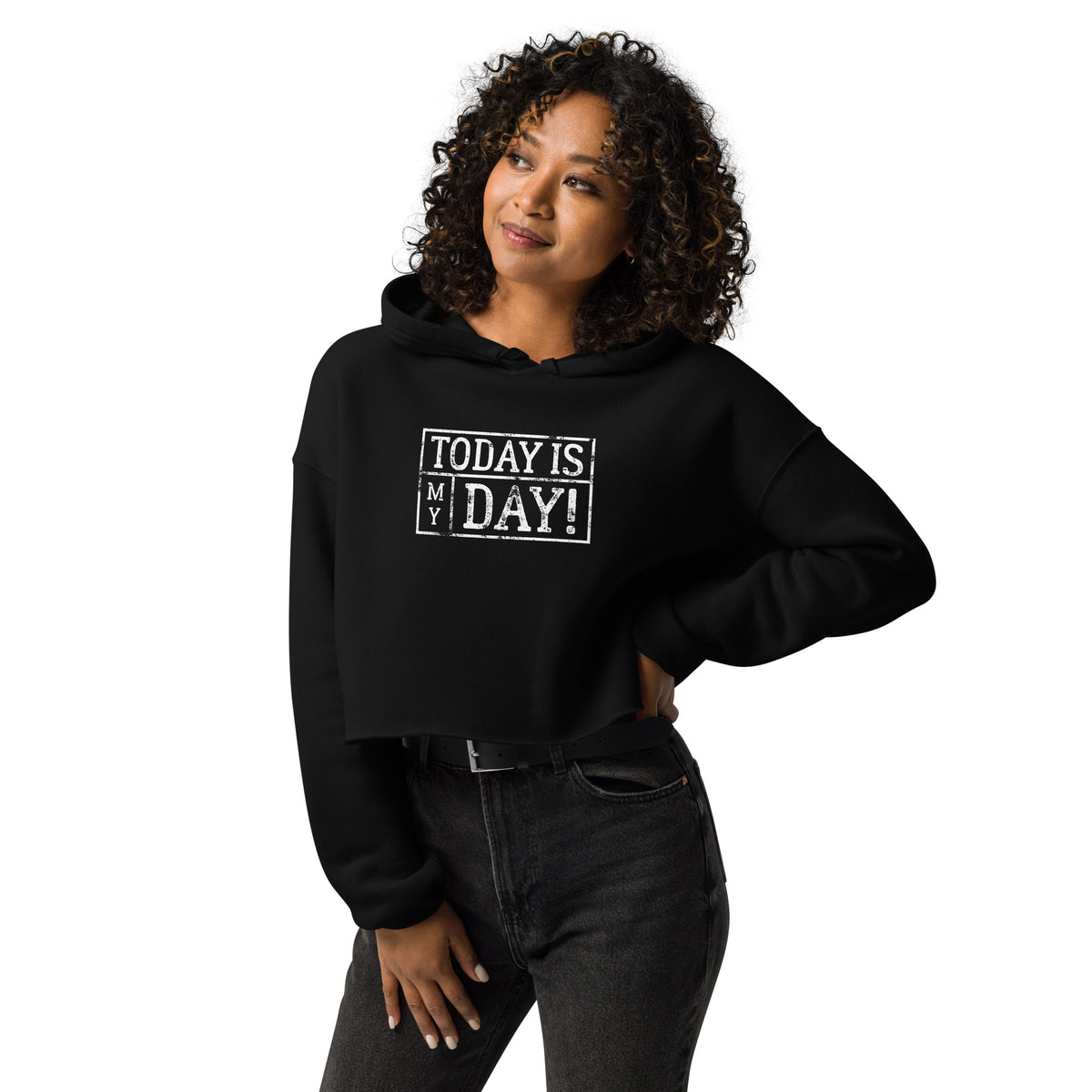 SORTYGO - Today is My Day Cropped Hoodie in Black