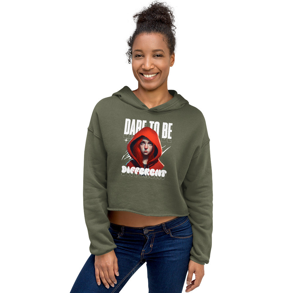 SORTYGO - Dare to be Different Cropped Hoodie in Military Green