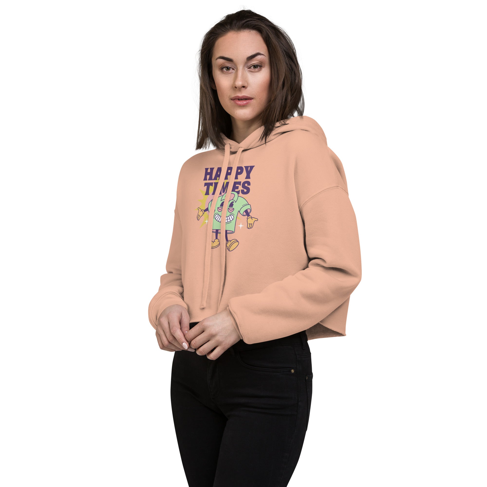 SORTYGO - Happy Times Cropped Hoodie in Peach